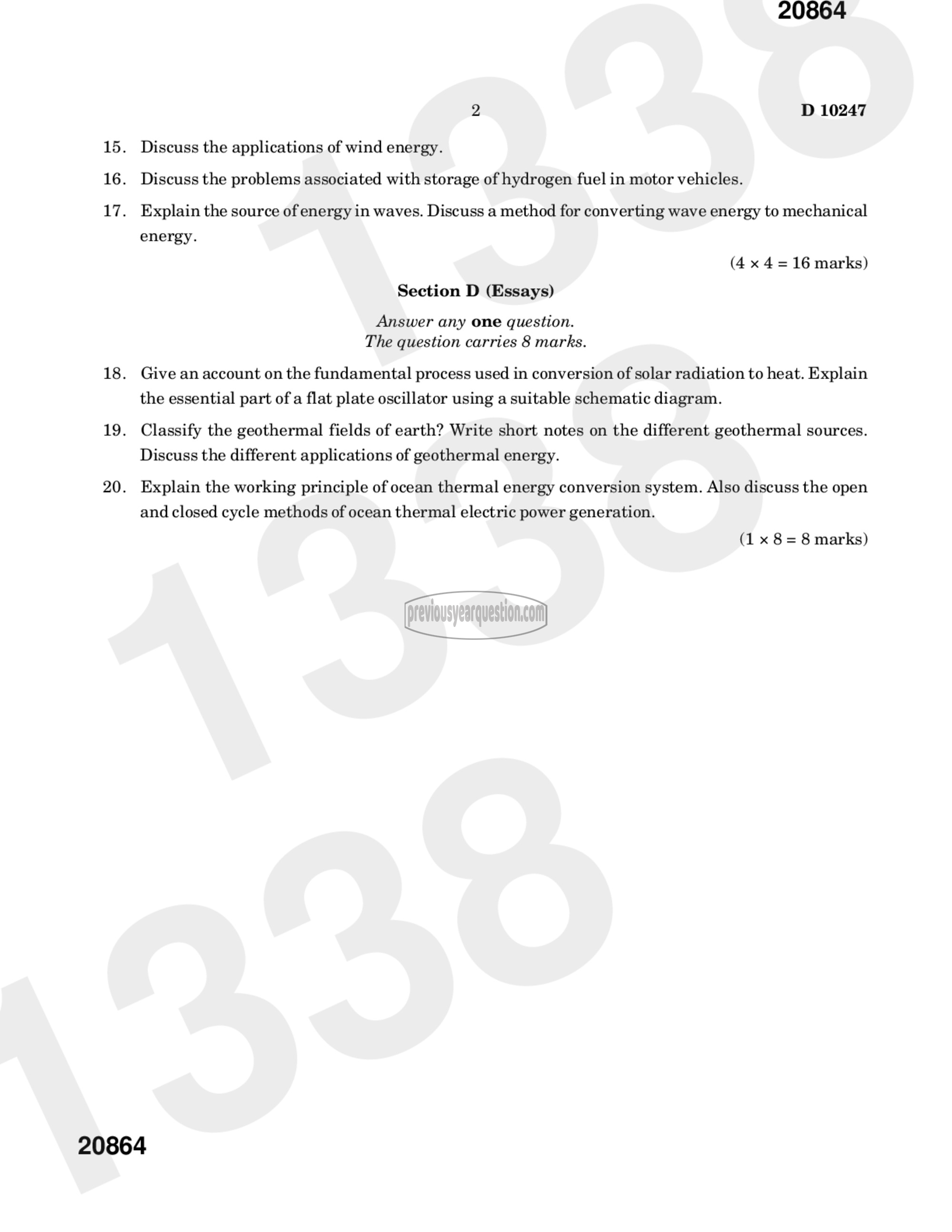 Question Paper - NON CONVENTIONAL ENERGY SOURCES-2