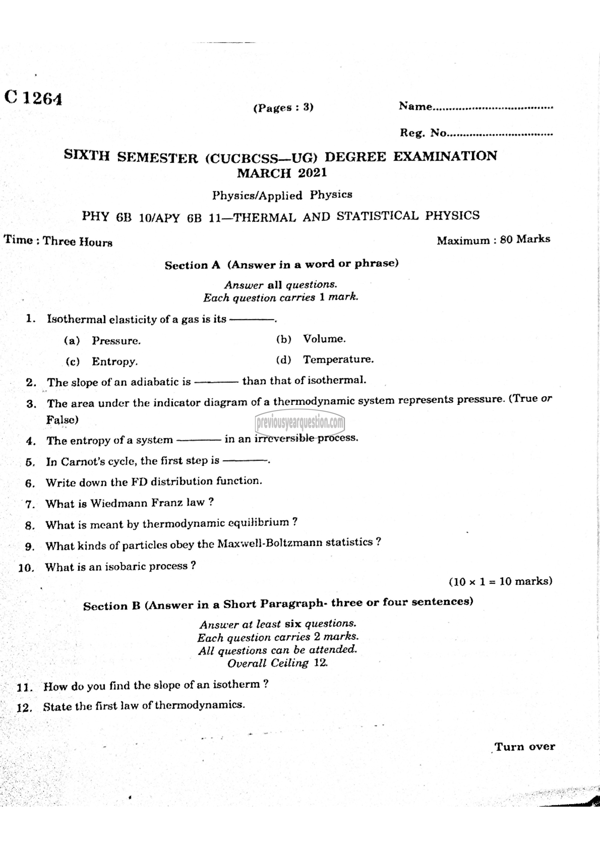 Question Paper - Thermodynamics-1