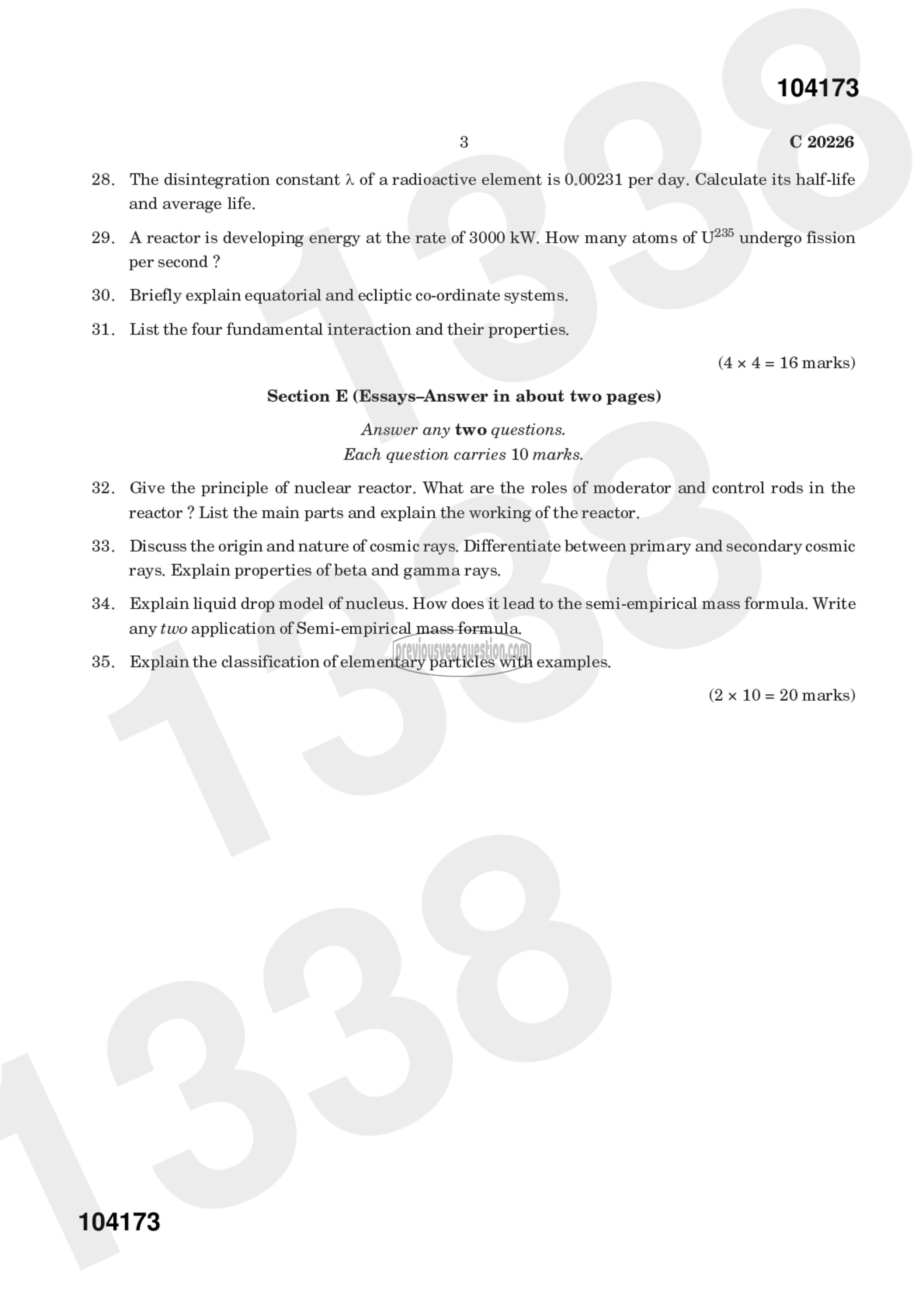 Question Paper - Statistical Physics, Solid State Physics, Spectroscopy and Photonics-3