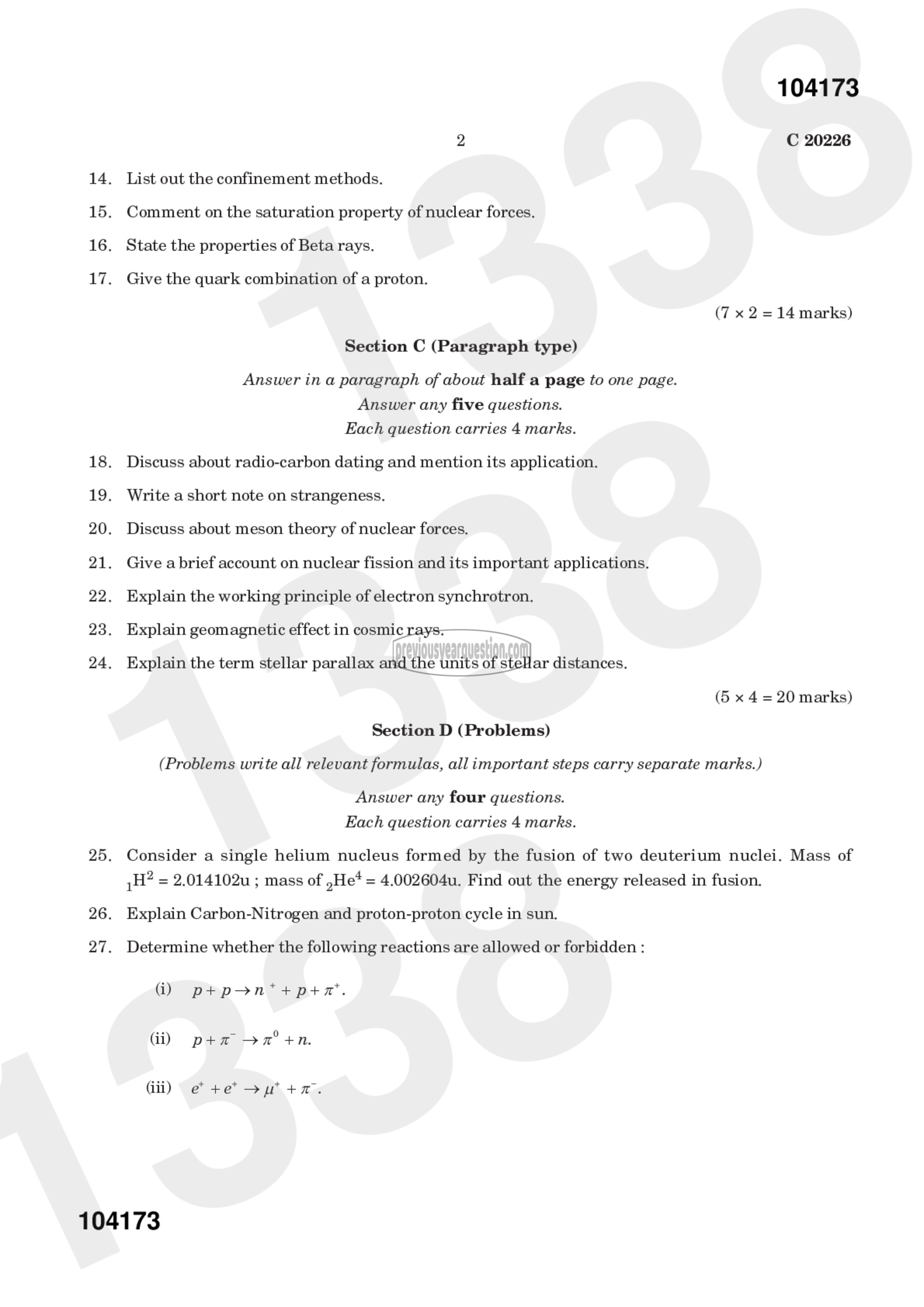 Question Paper - Statistical Physics, Solid State Physics, Spectroscopy and Photonics-2