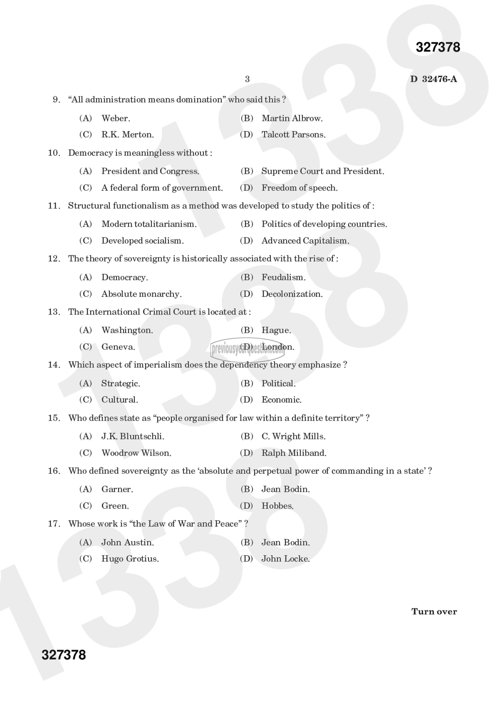 Question Paper - Foundations of Political Science-5