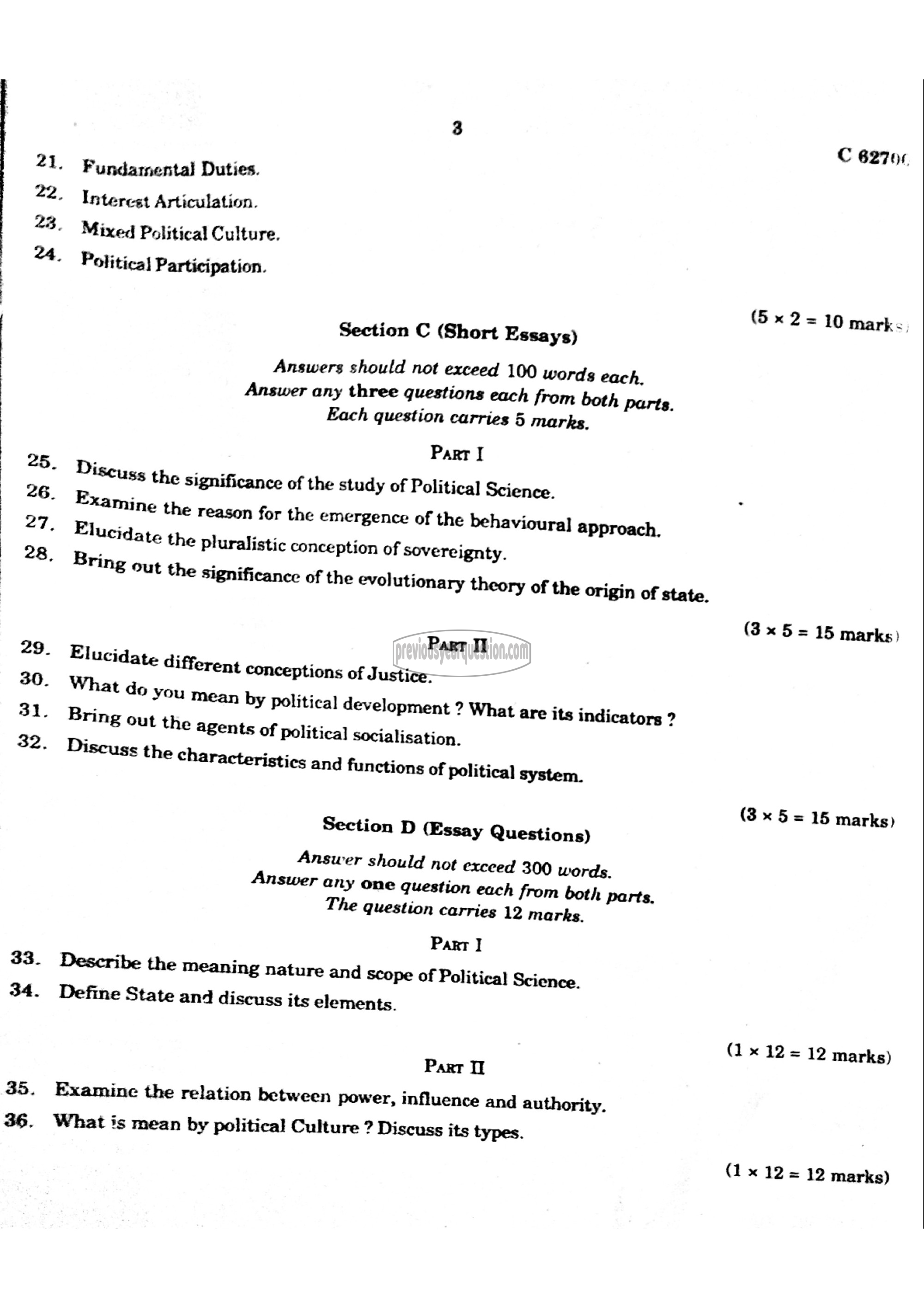 Question Paper - Political Theory: Liberal Tradition-3