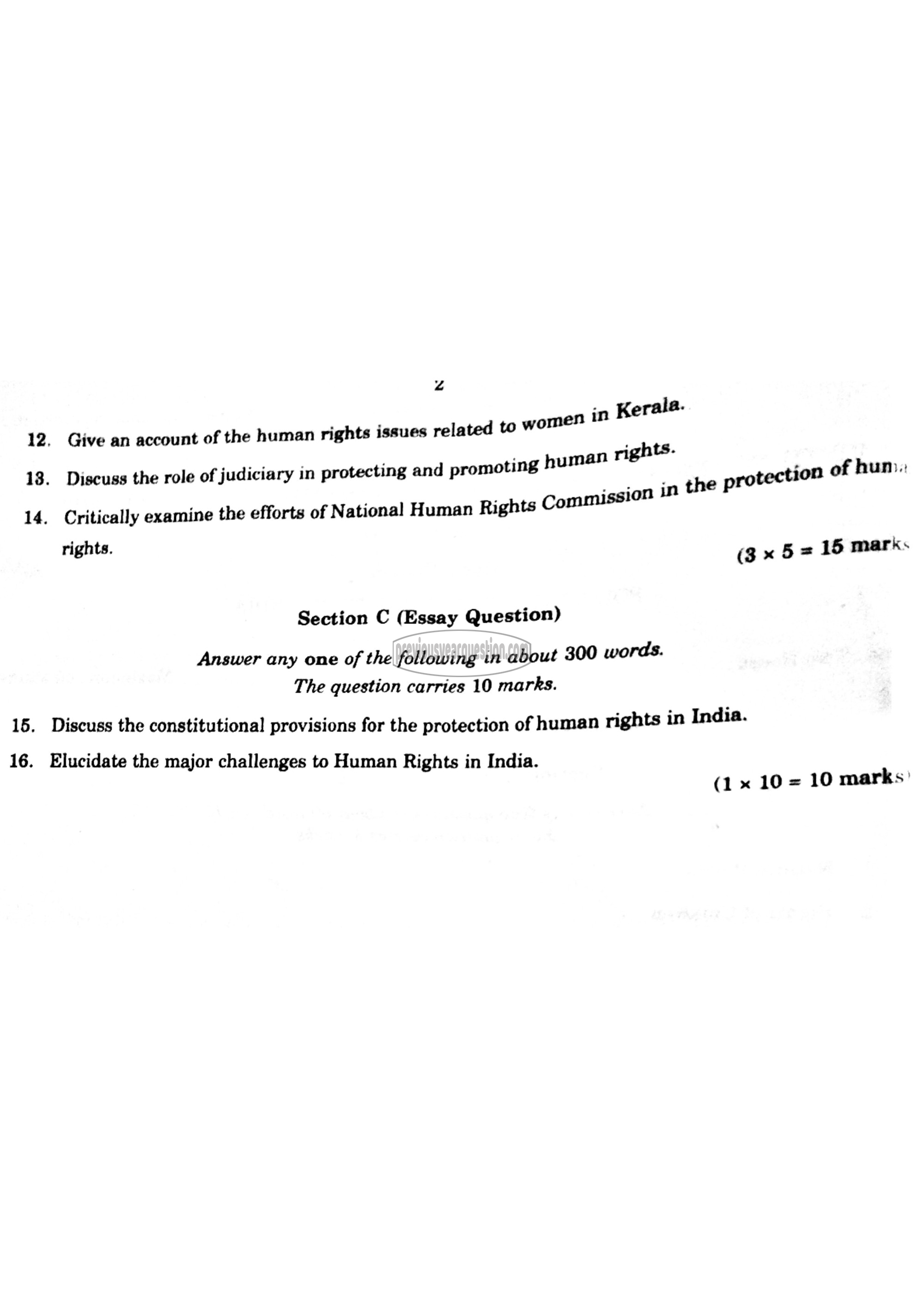 Question Paper - Human Rights in India.-2