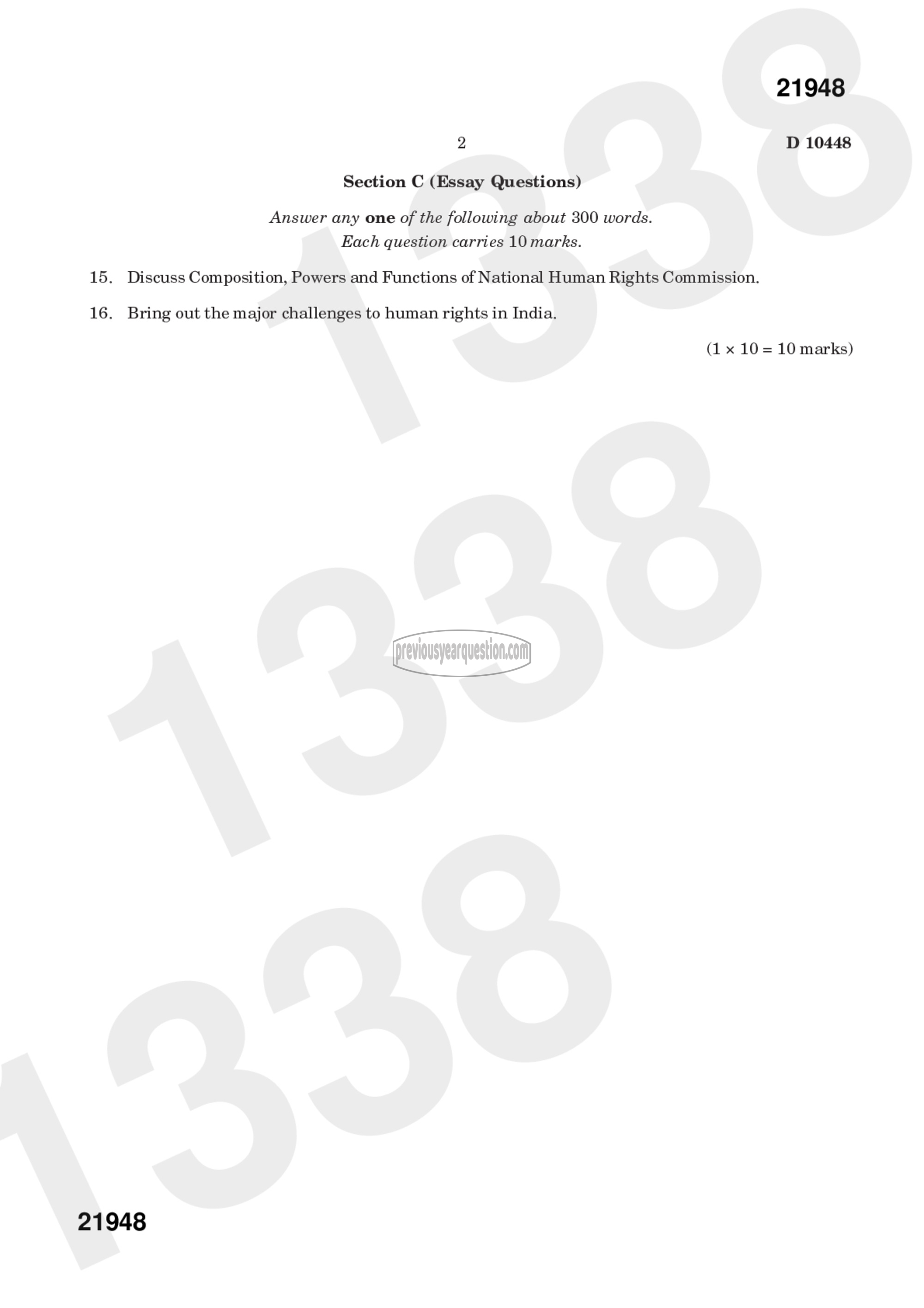 Question Paper - Human Rights in India.-2