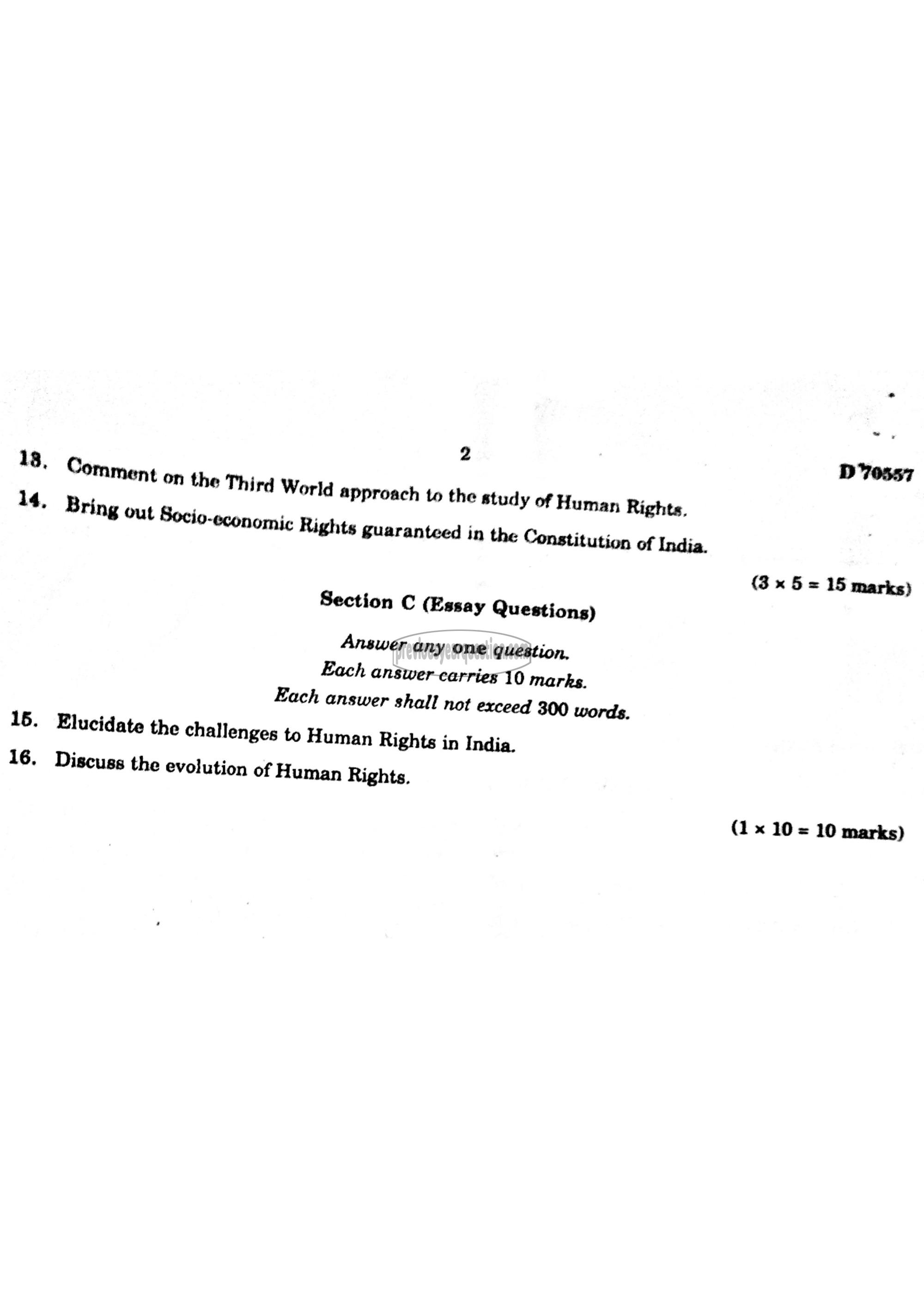 Question Paper - Human Rights in India.-2