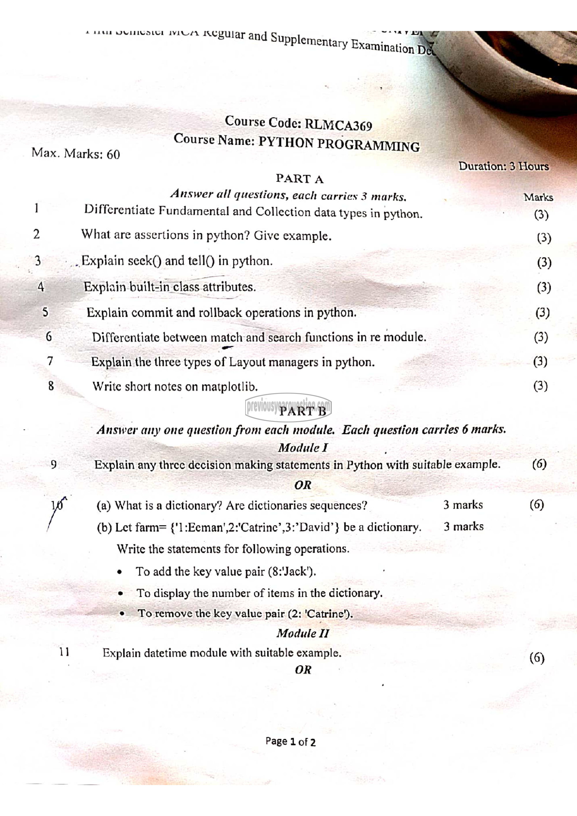 Question Paper - Python Programming-1