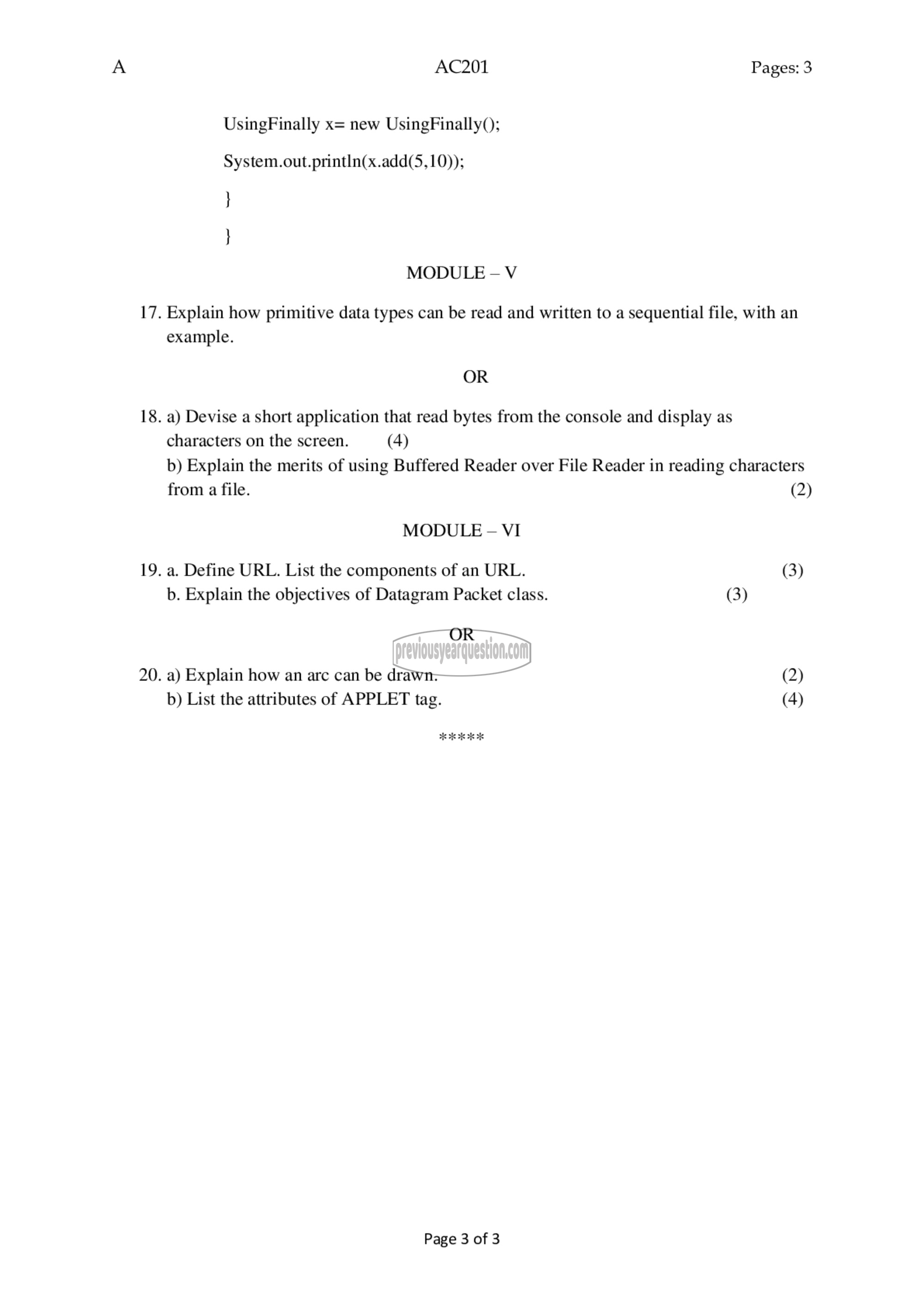 Question Paper - Object Oriented Programming-3