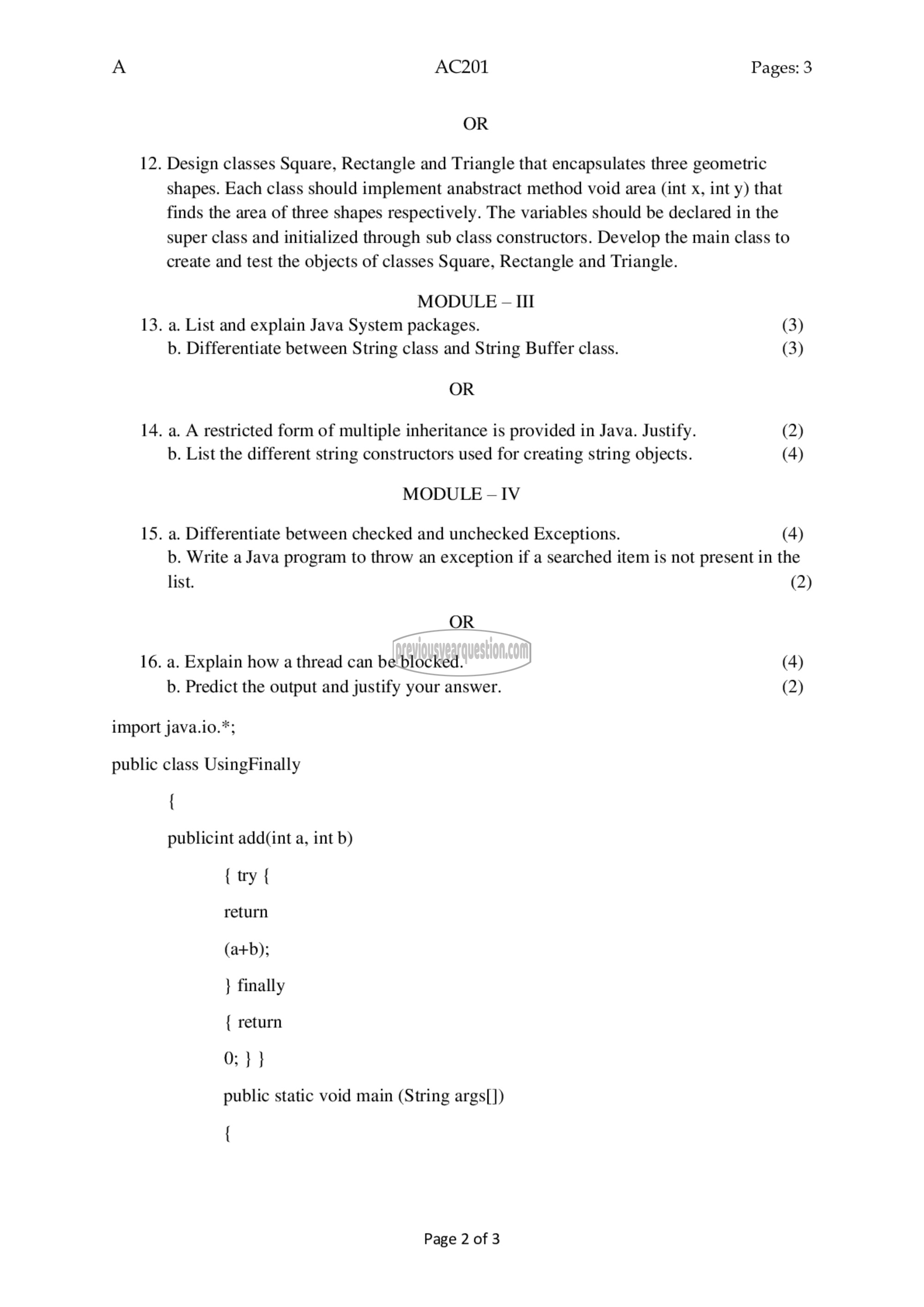 Question Paper - Object Oriented Programming-2