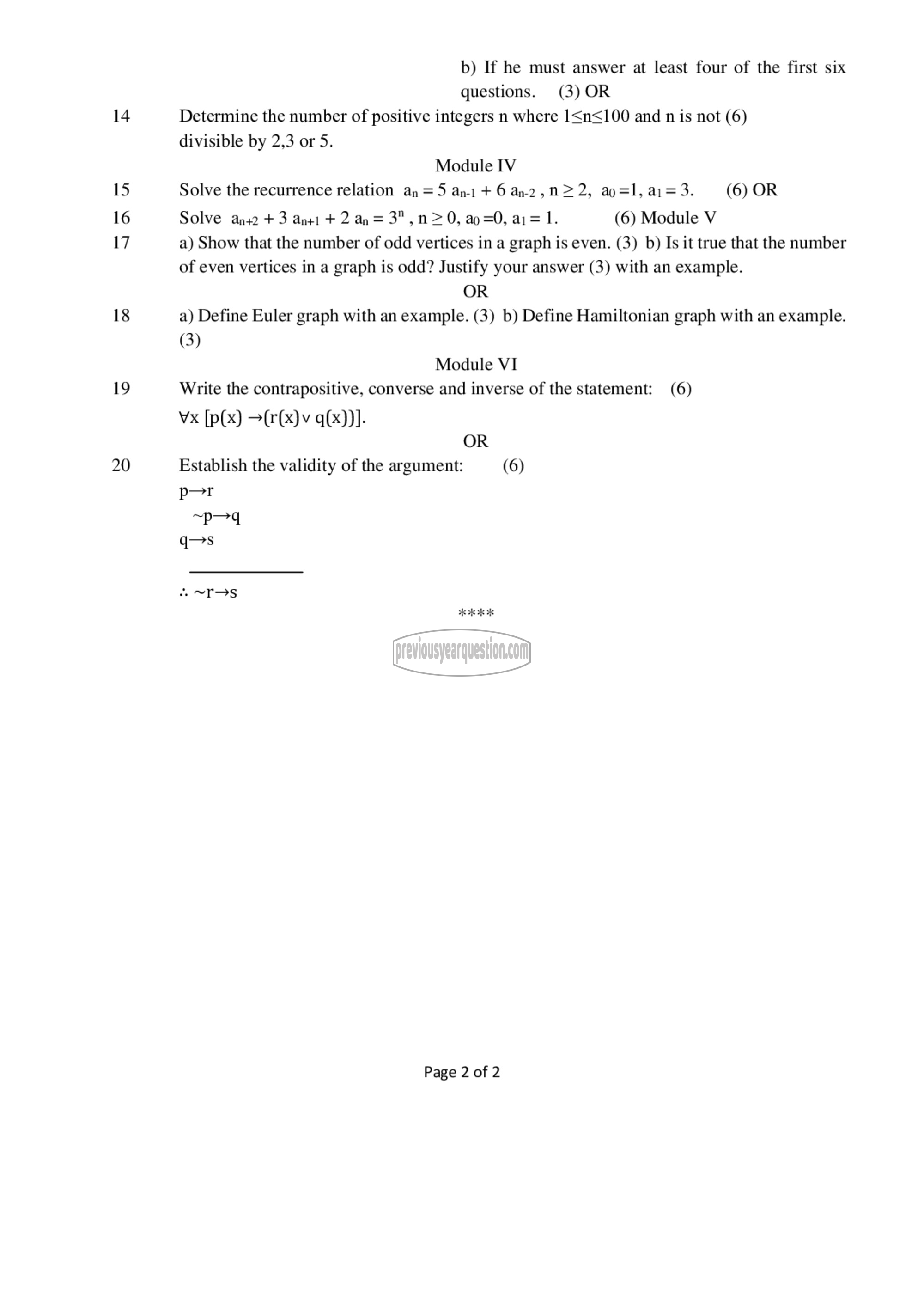 Question Paper - Discrete Mathematics-2