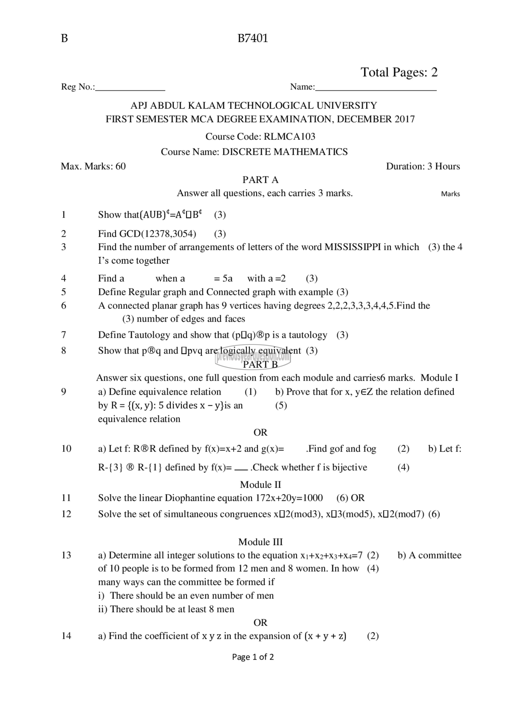 Question Paper - Discrete Mathematics-1