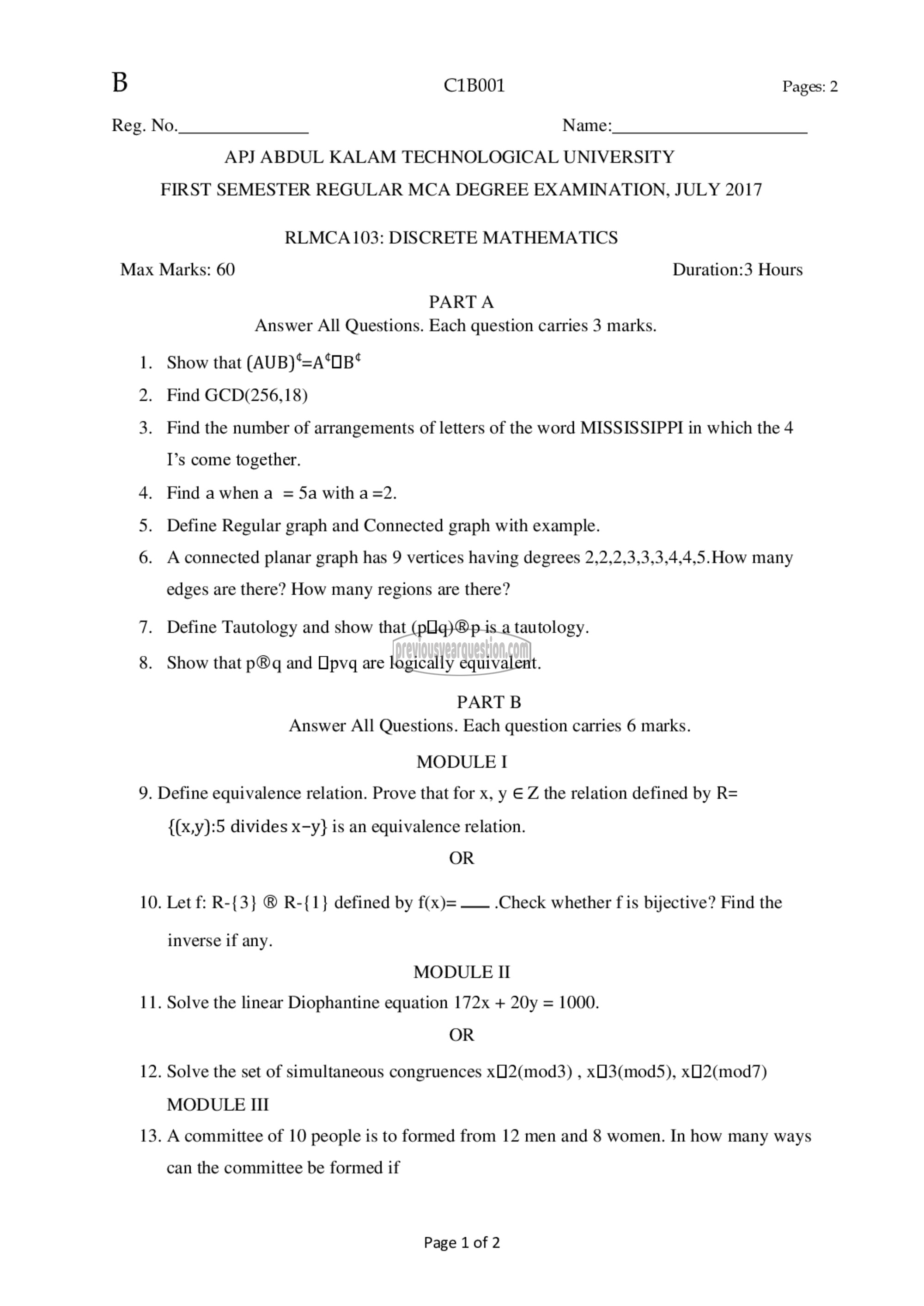 Question Paper - Discrete Mathematics-1