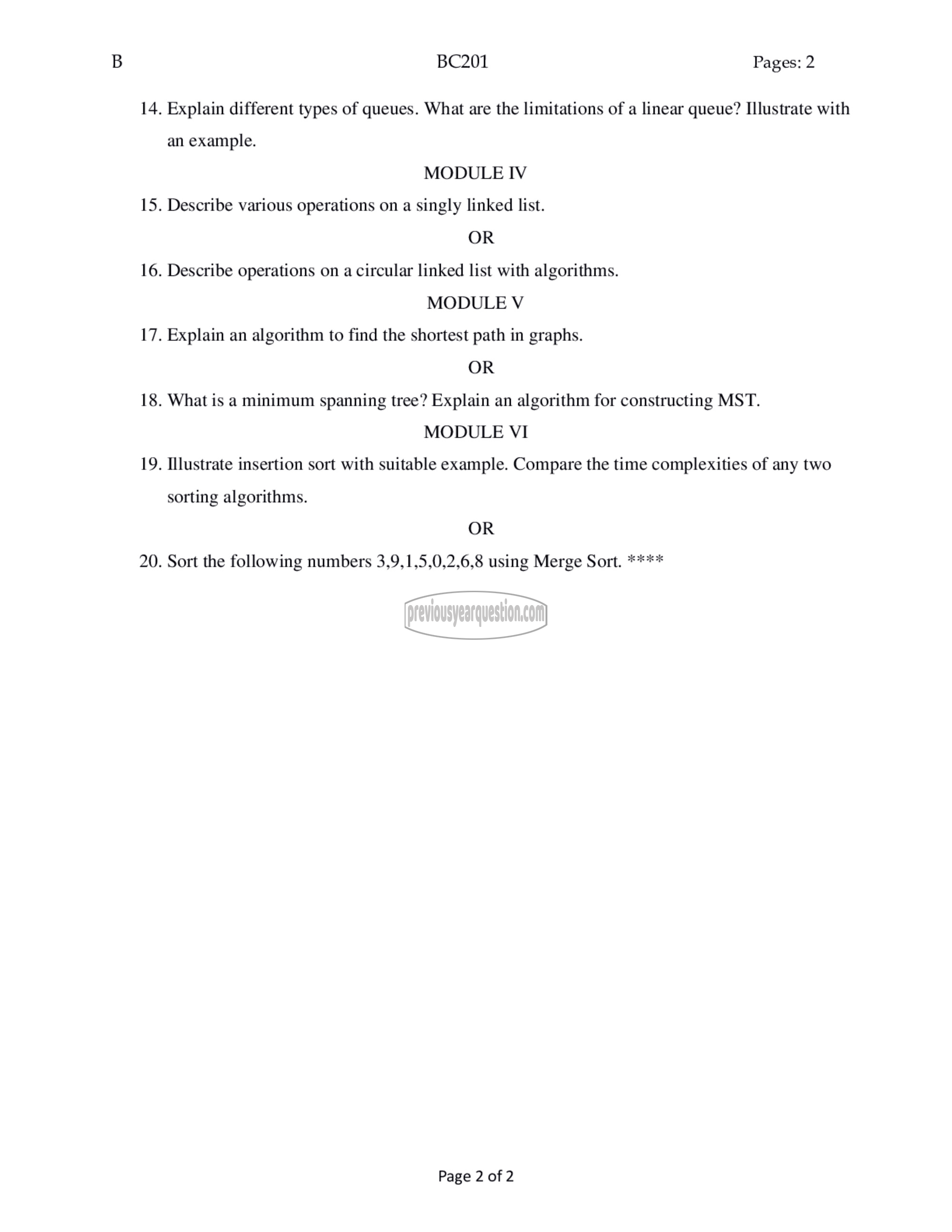 Question Paper - Data Structures-2