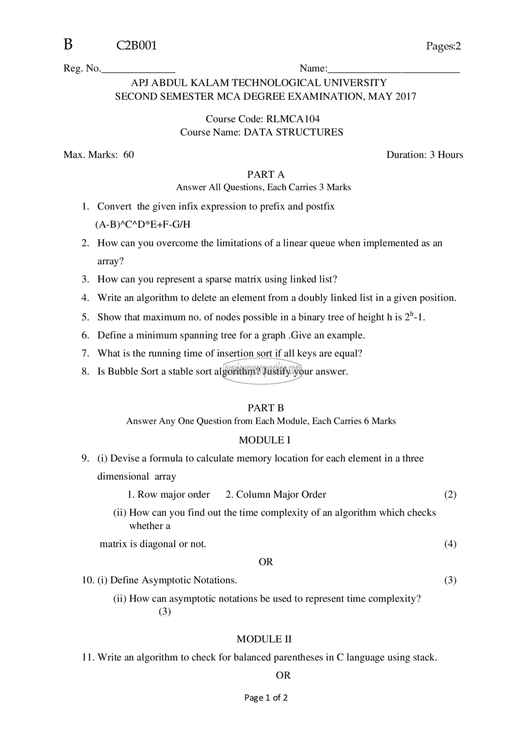 Question Paper - Data Structures-1