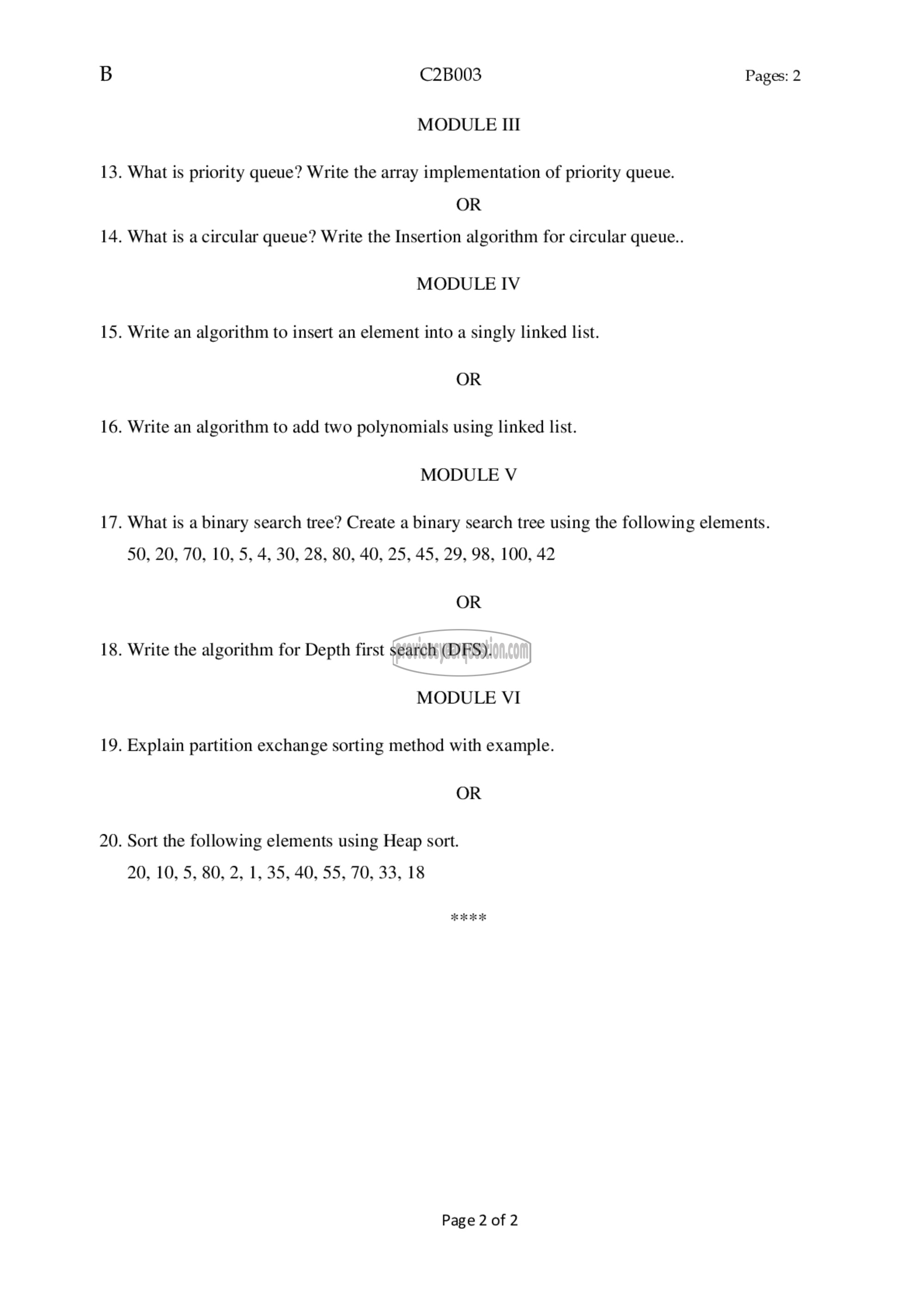 Question Paper - Data Structures-2