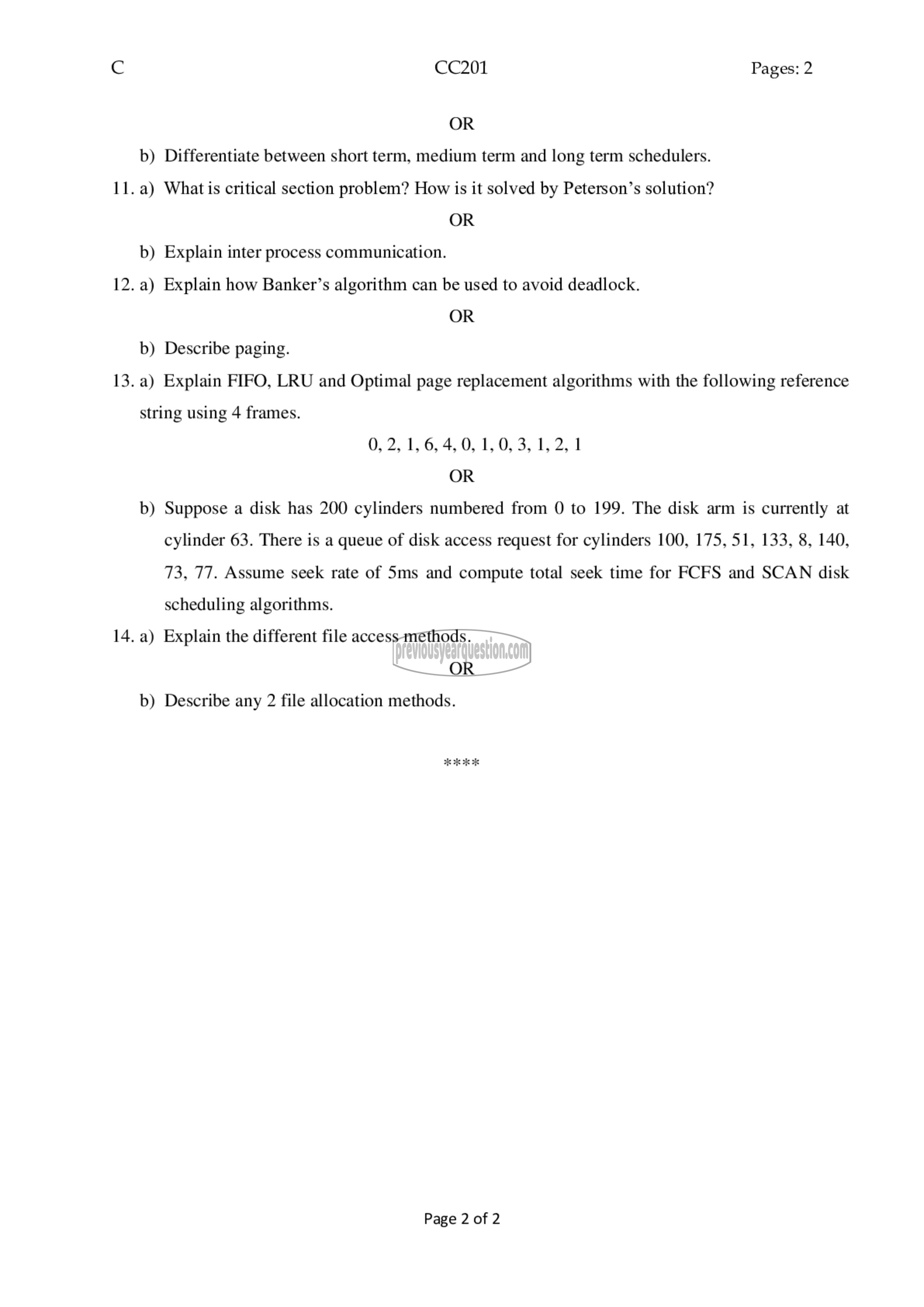 Question Paper - Operating Systems-2