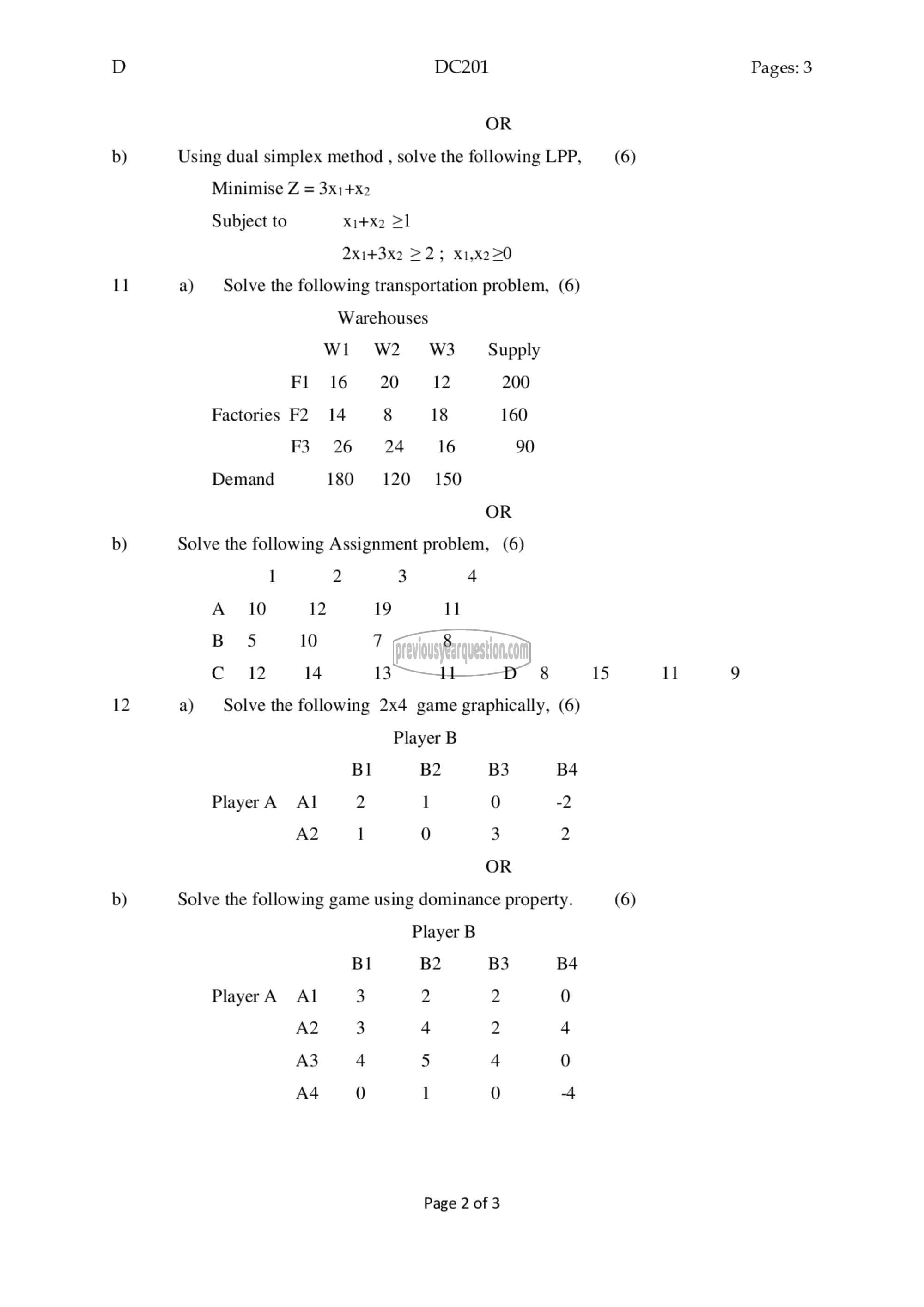 Question Paper - Operations Research-2