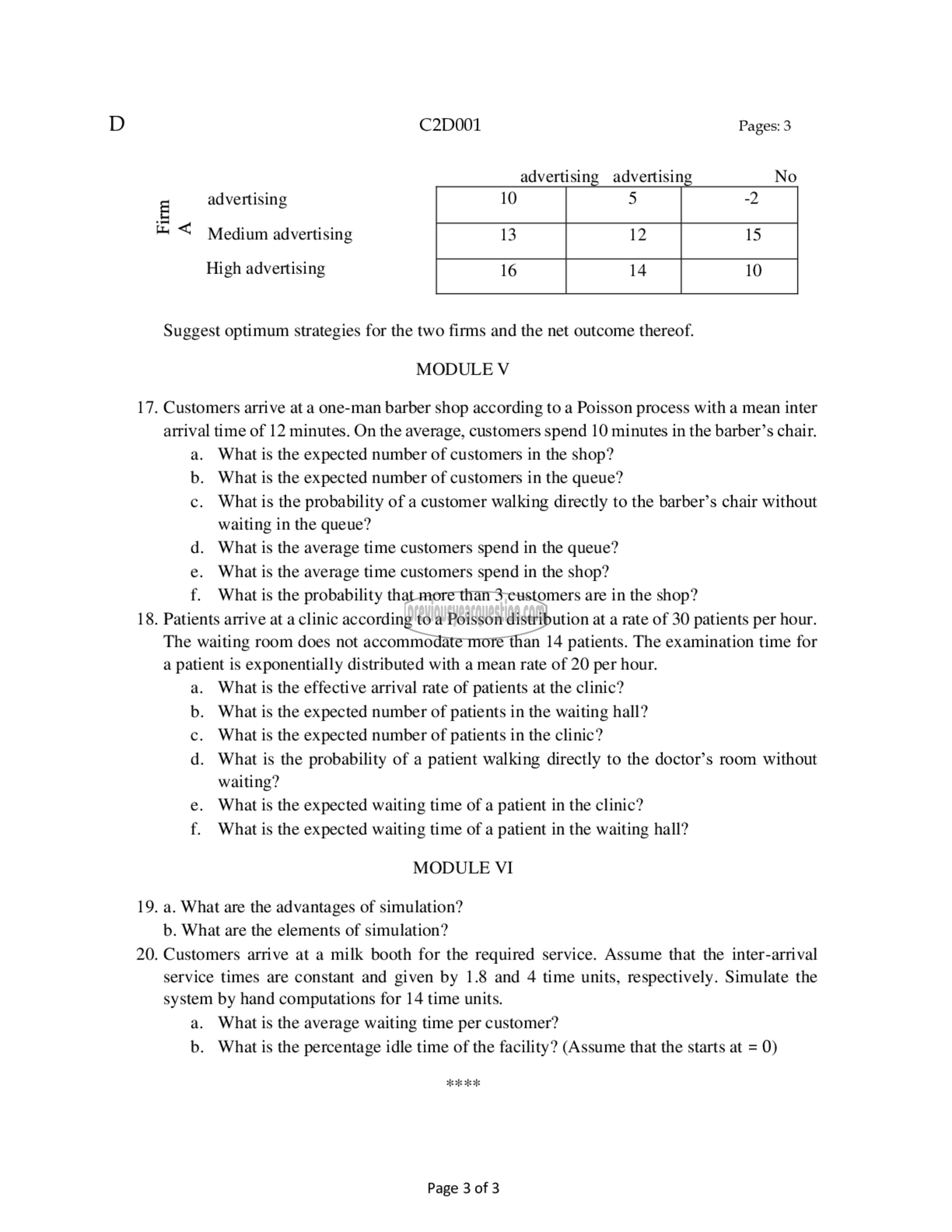 Question Paper - Operations Research-3