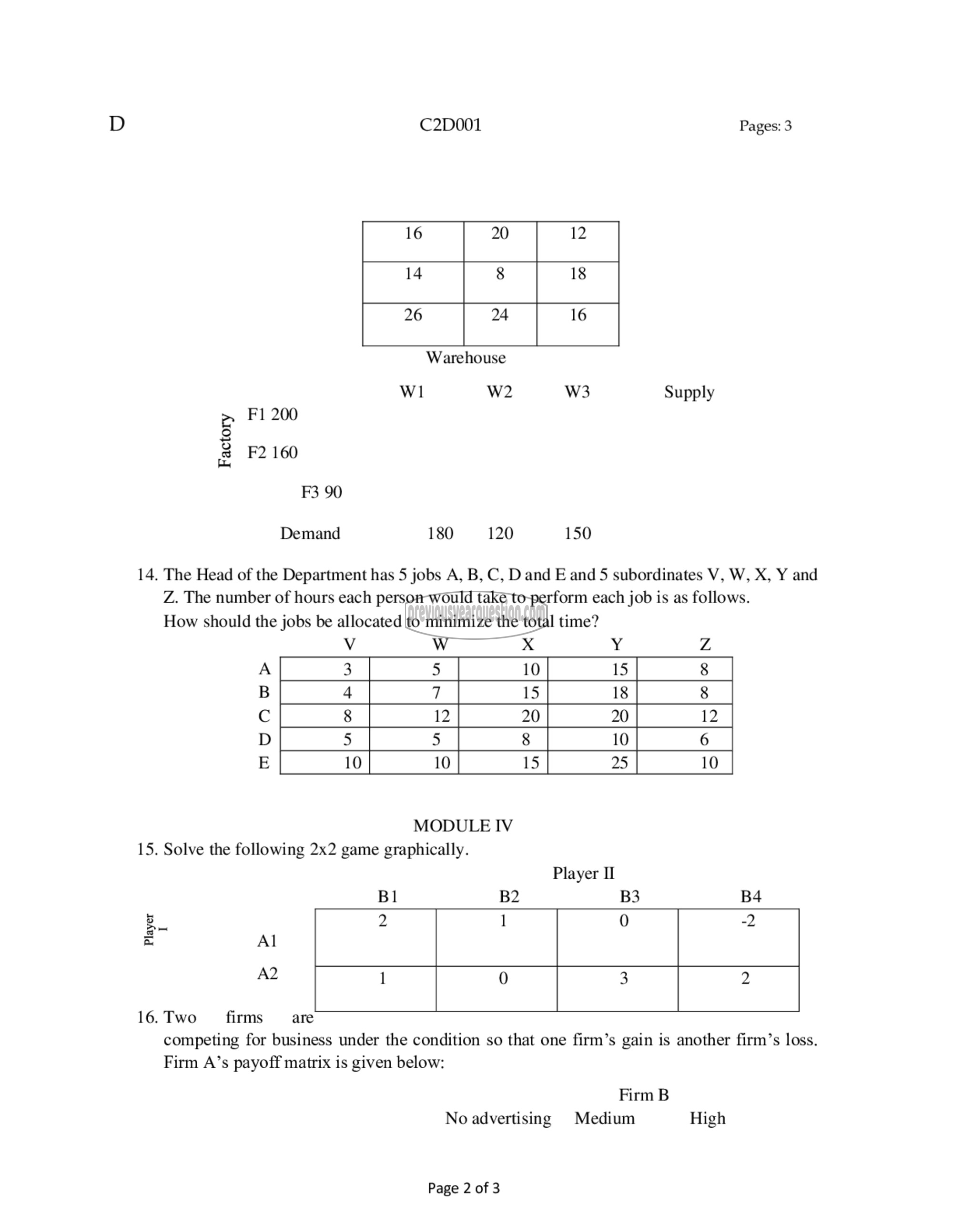 Question Paper - Operations Research-2