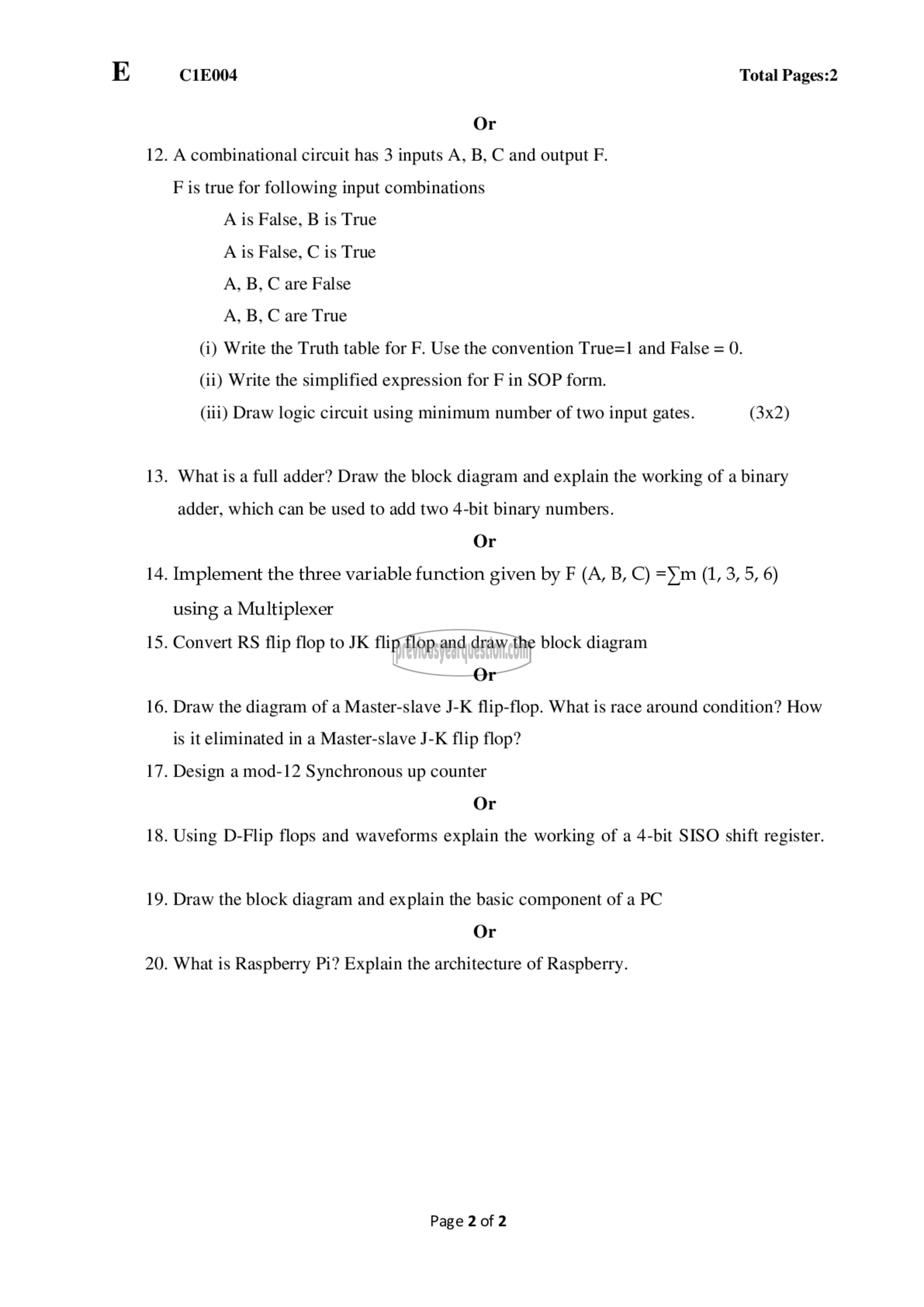 Question Paper - Digital Fundamentals-2