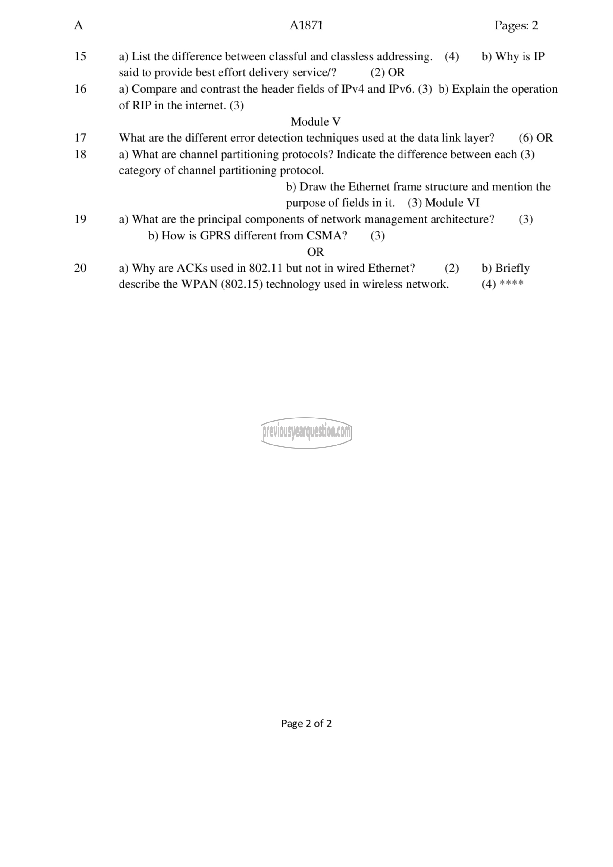 Question Paper - Computer Networks-2