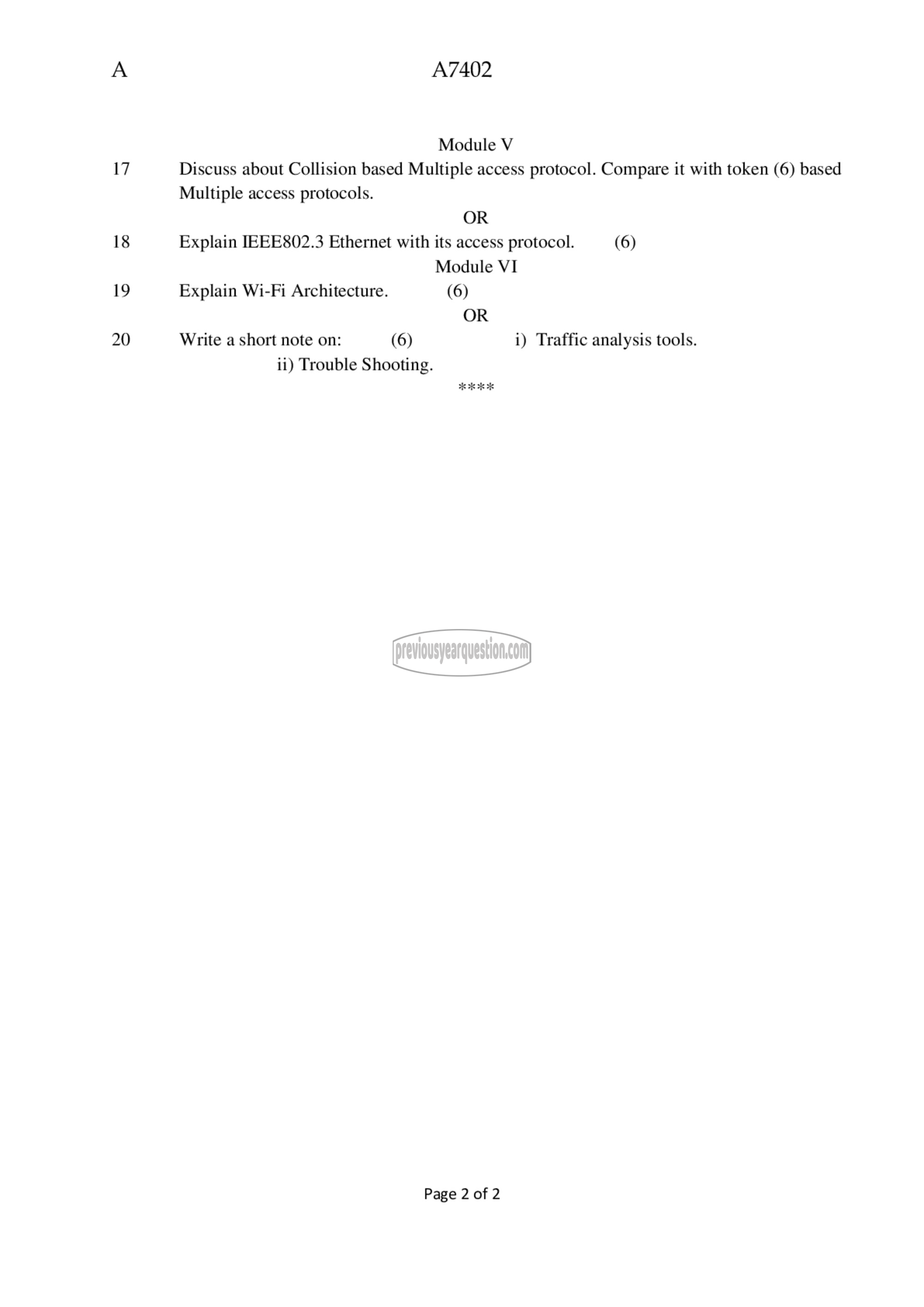 Question Paper - Computer Networks-2