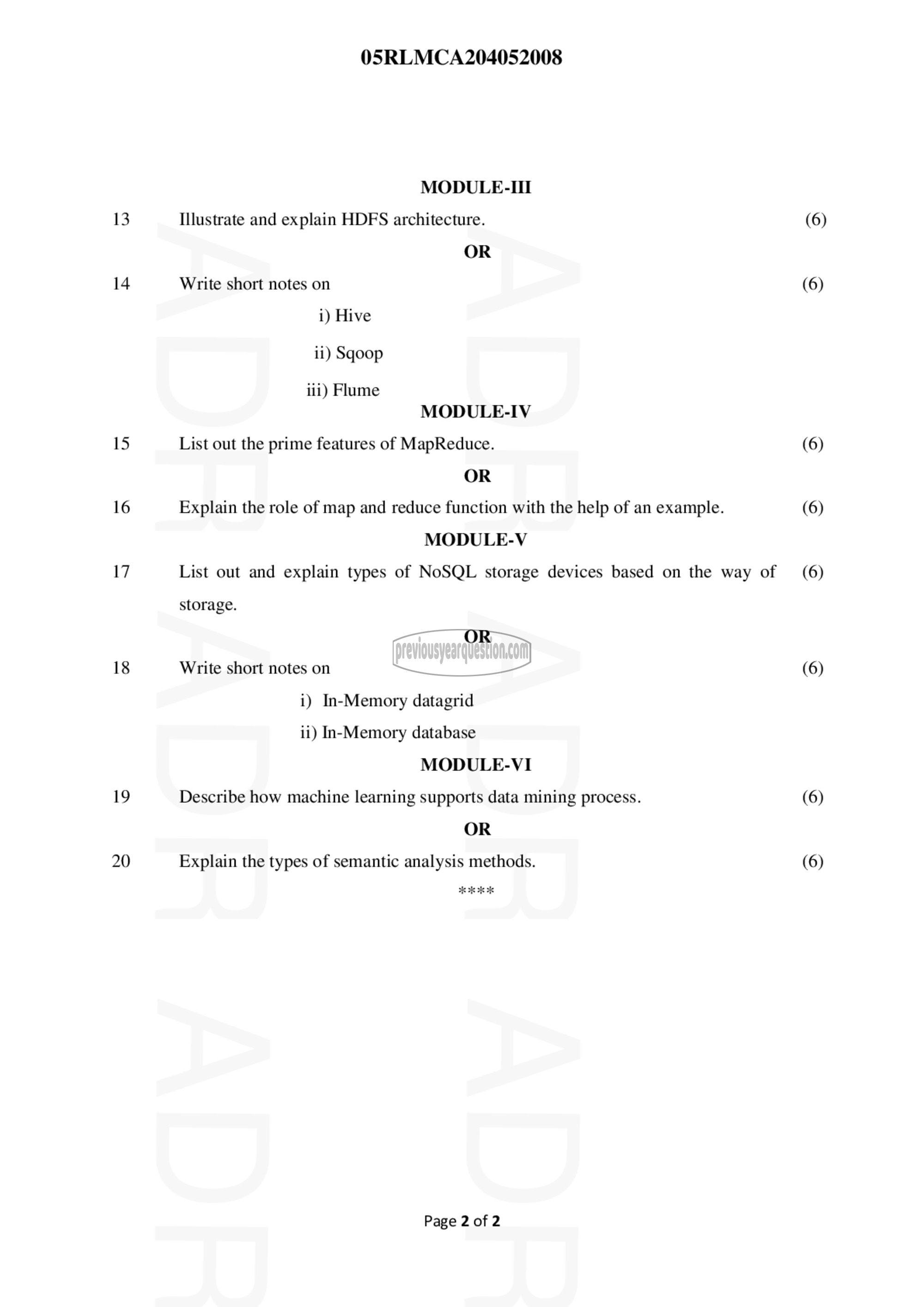 Question Paper - Big Data Technologies-2