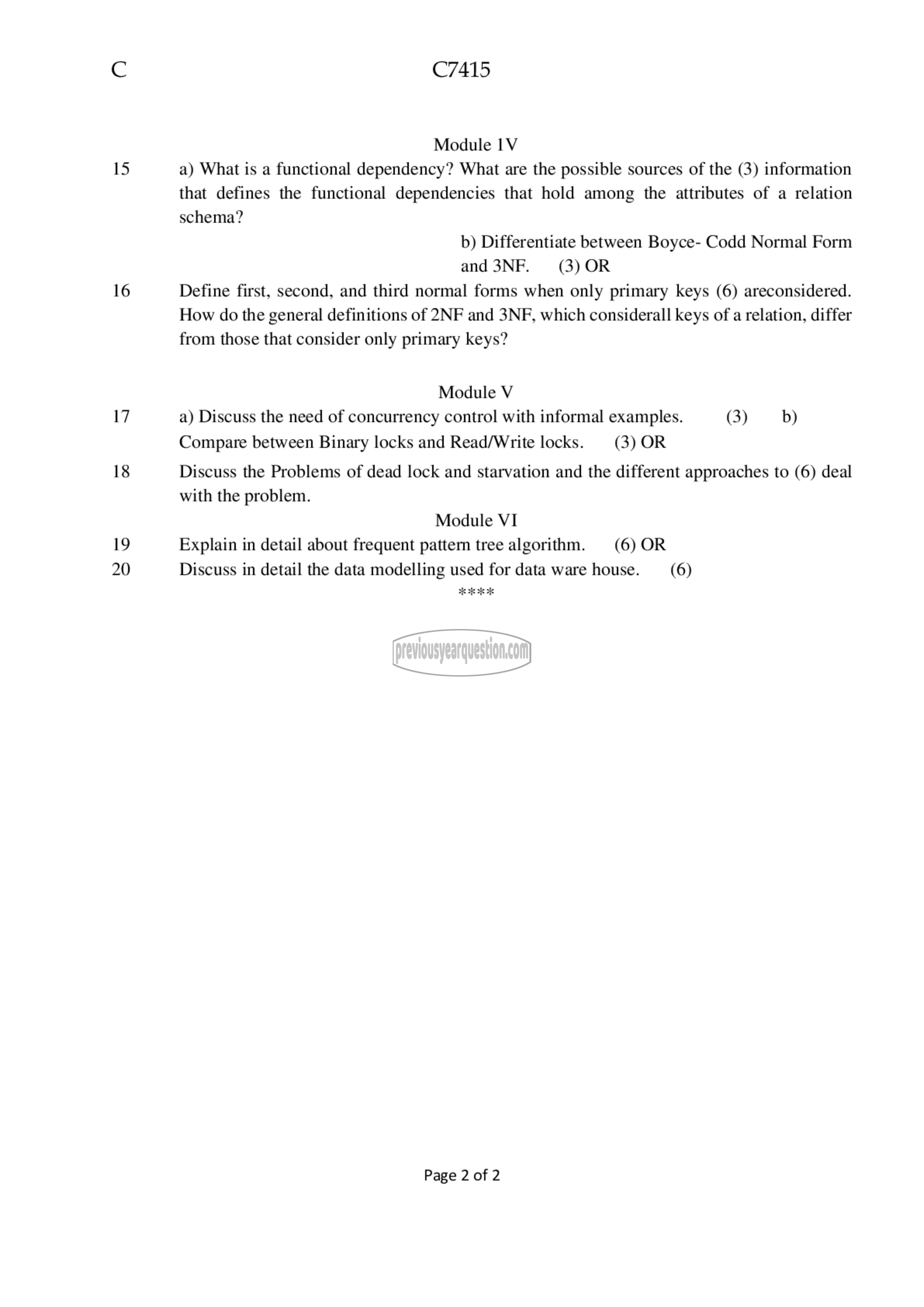 Question Paper - Database Management Systems-2