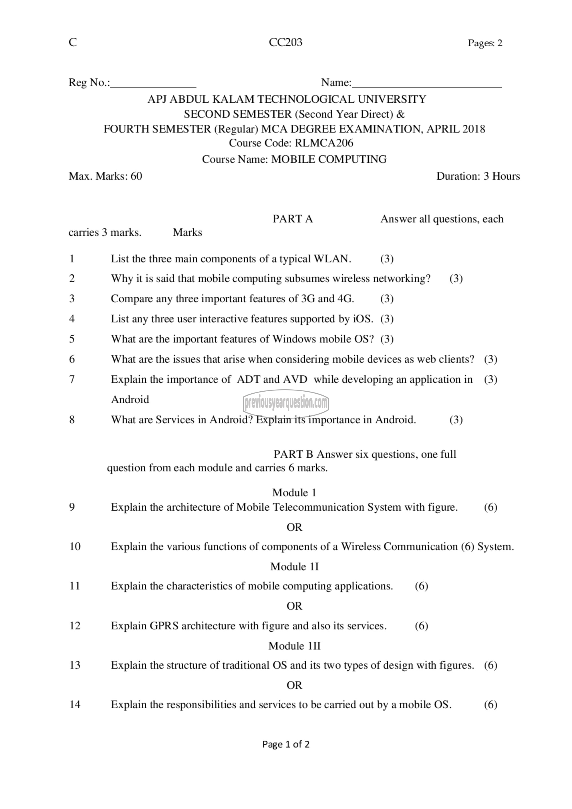 Question Paper - Mobile Computing-1