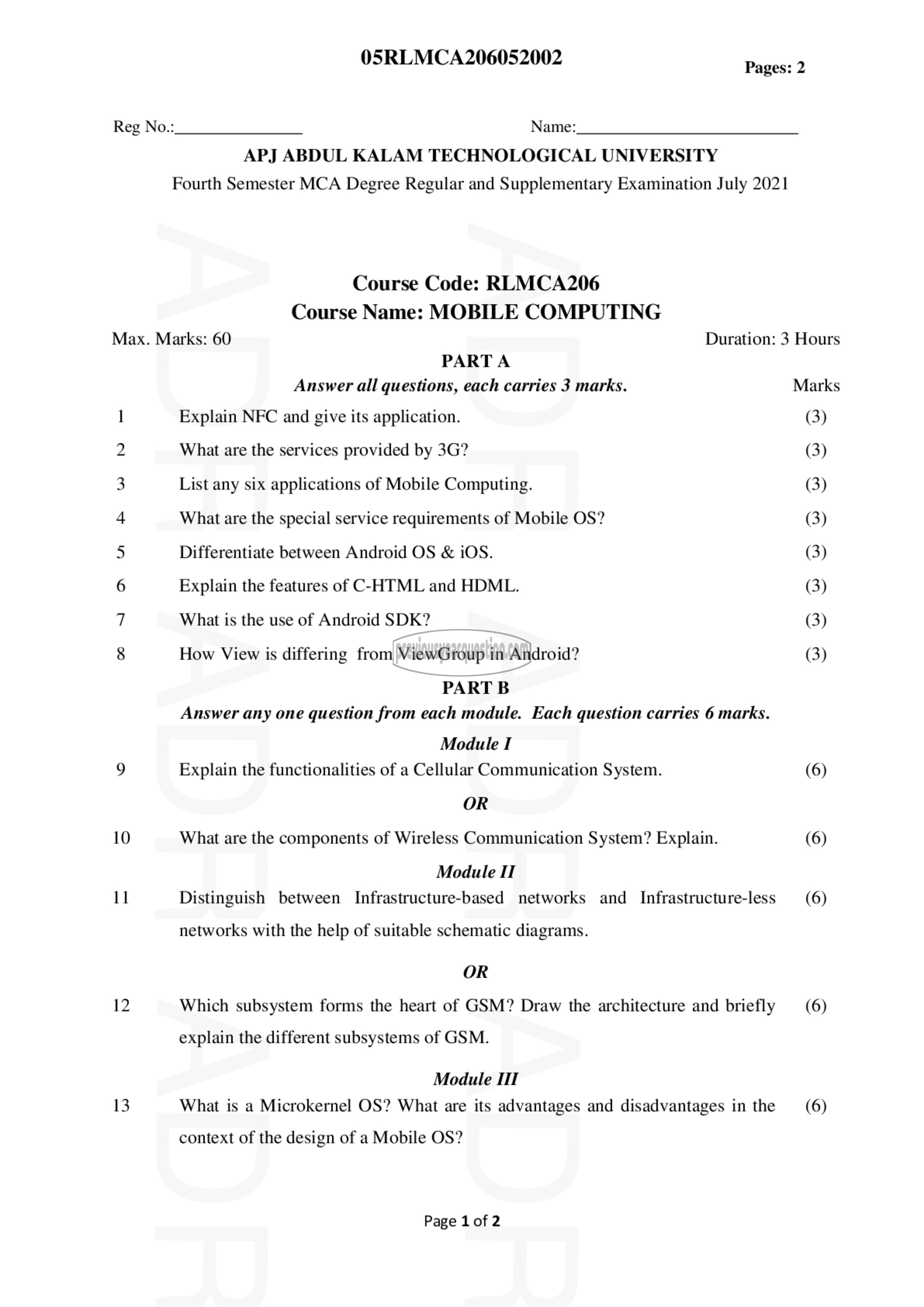 Question Paper - Mobile Computing-1