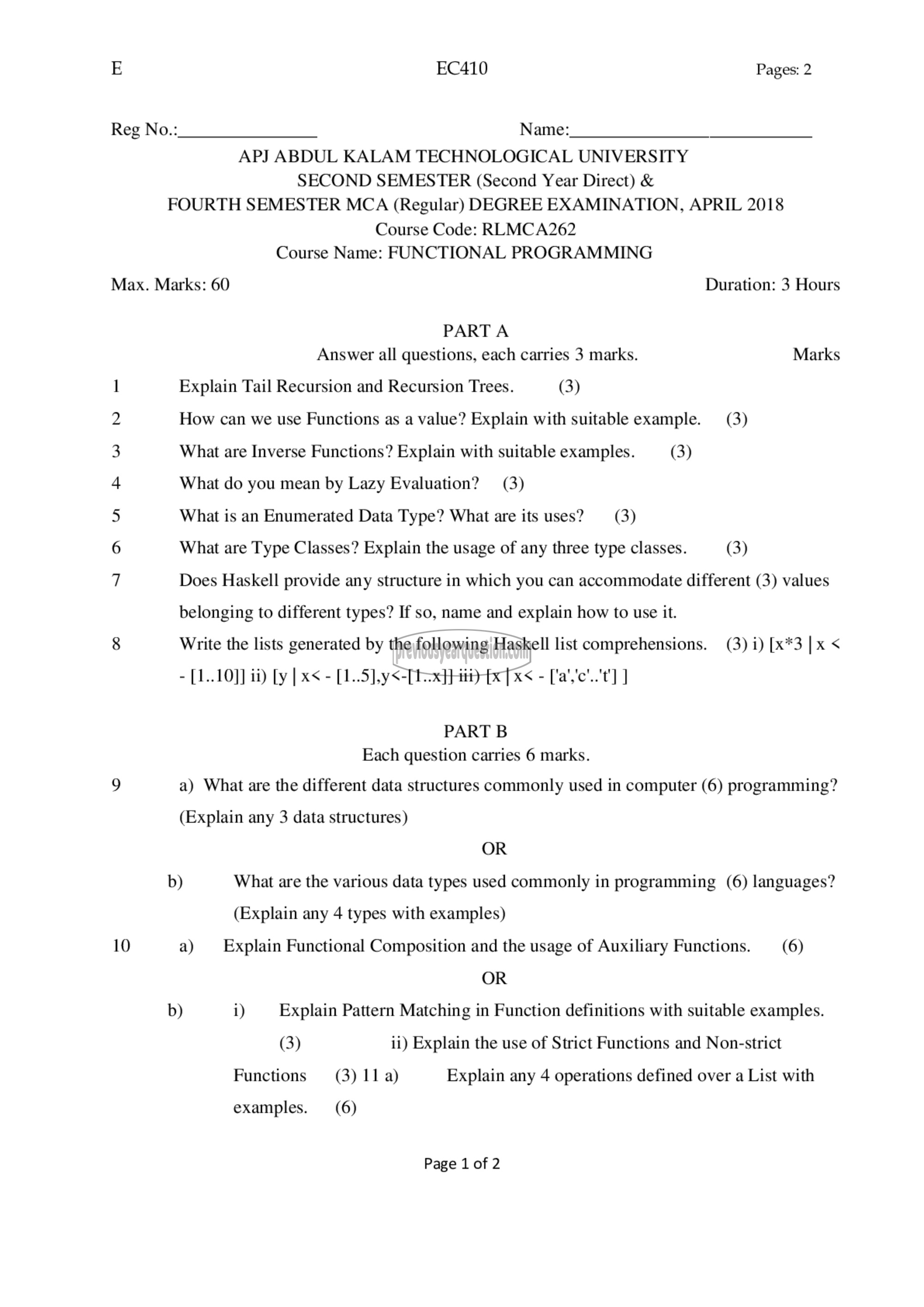 Question Paper - Functional Programming-1