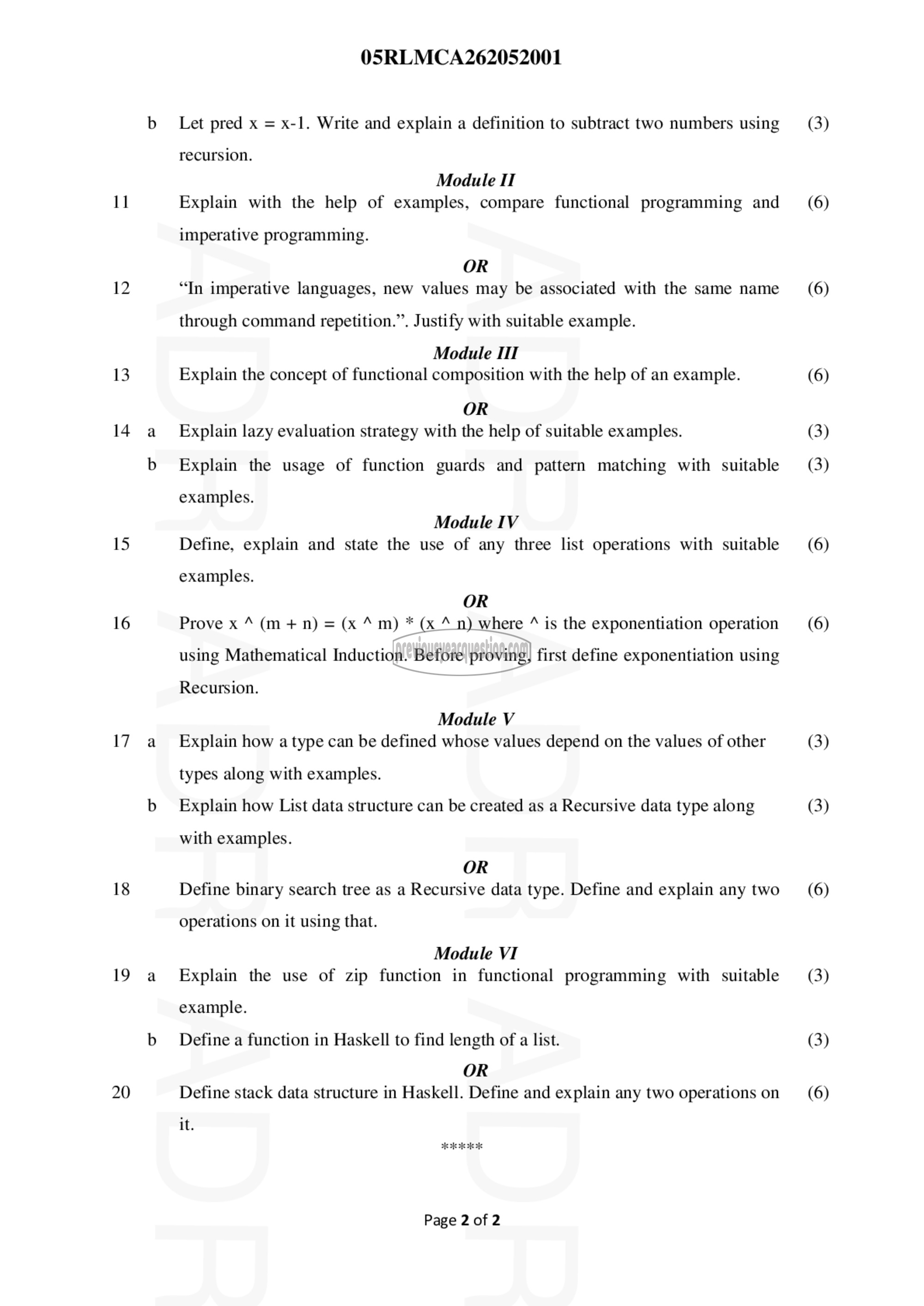 Question Paper - Functional Programming-2