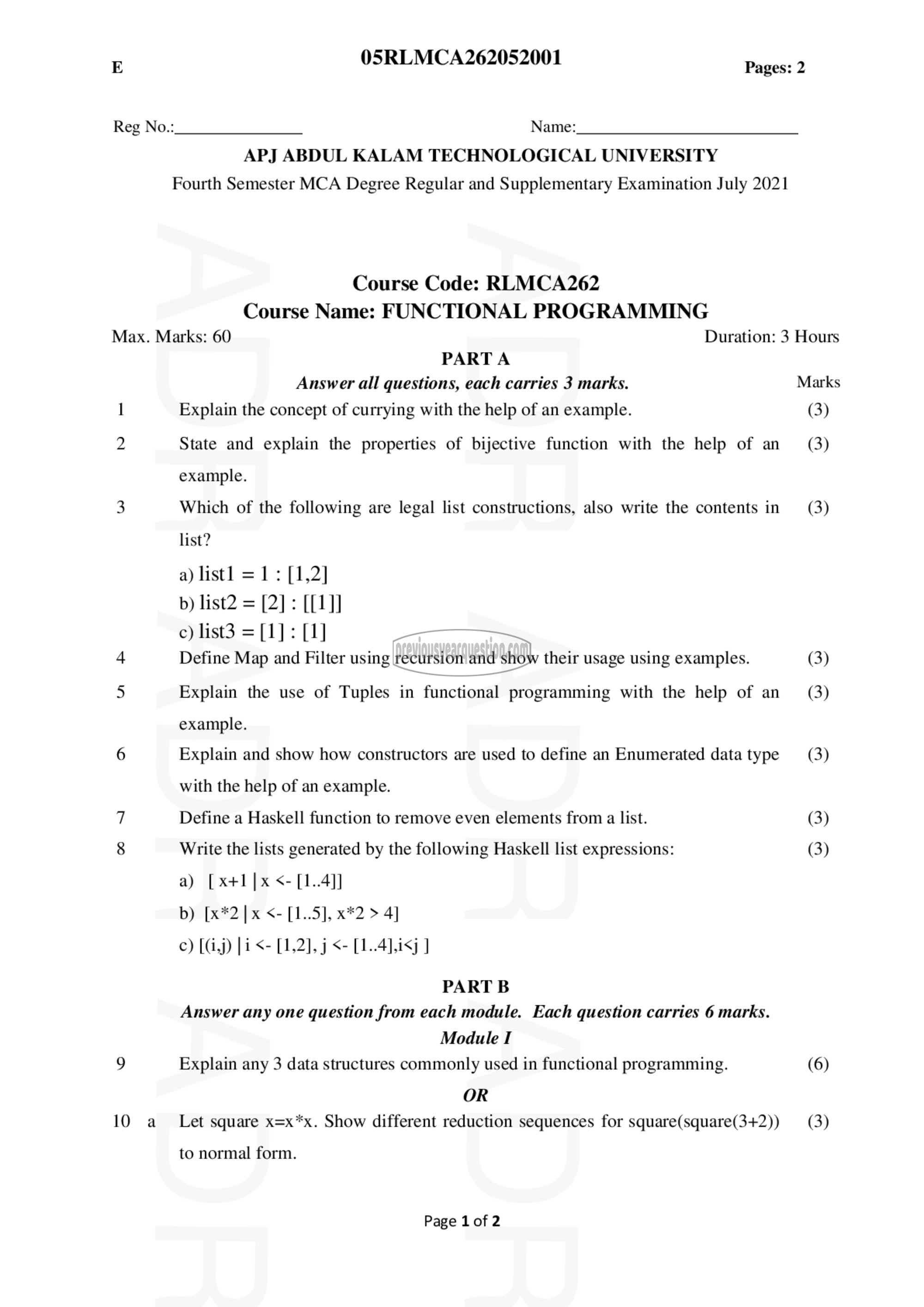 Question Paper - Functional Programming-1