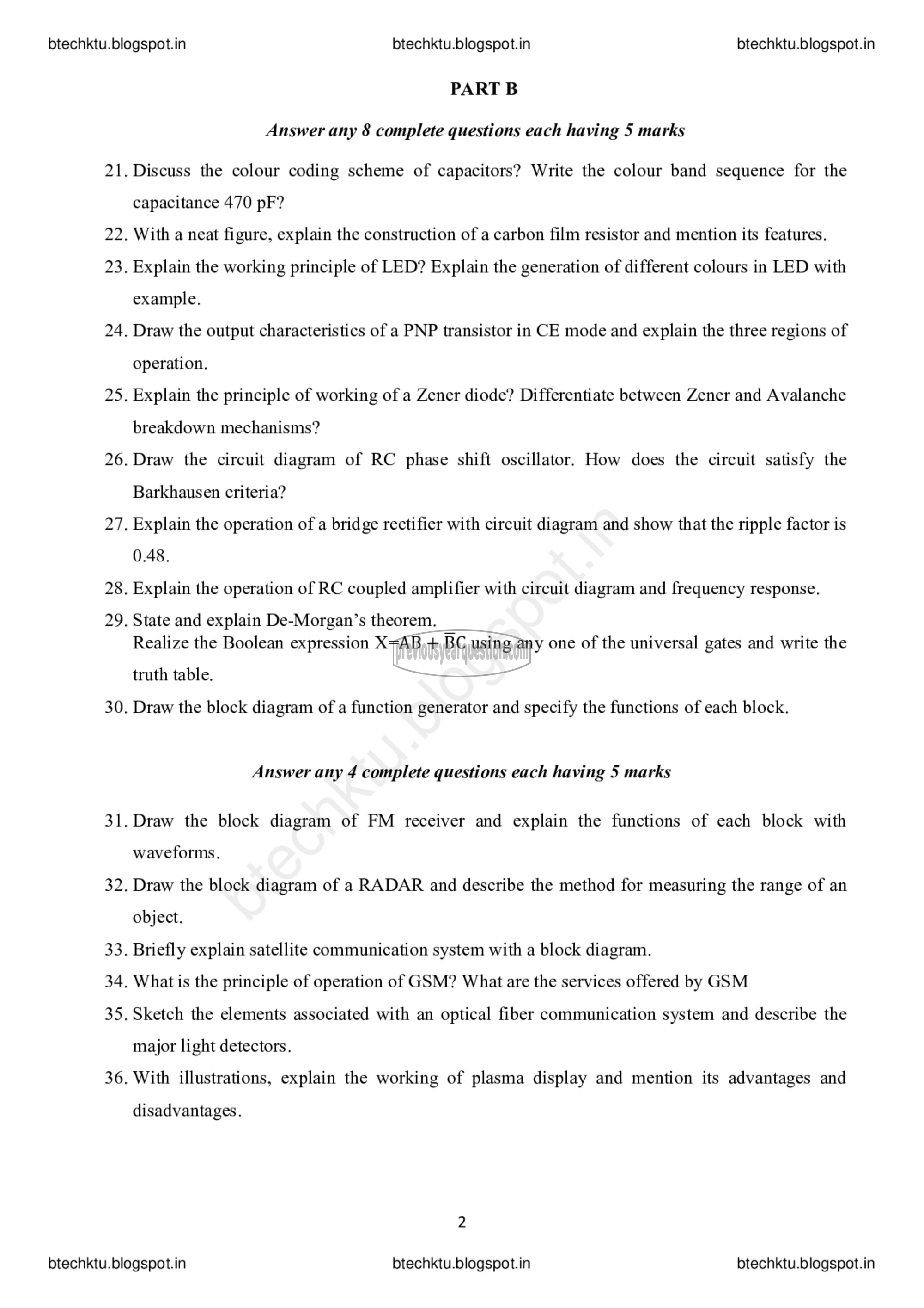 Question Paper - BASICS OF ELECTRONICS ENGINEERING-2