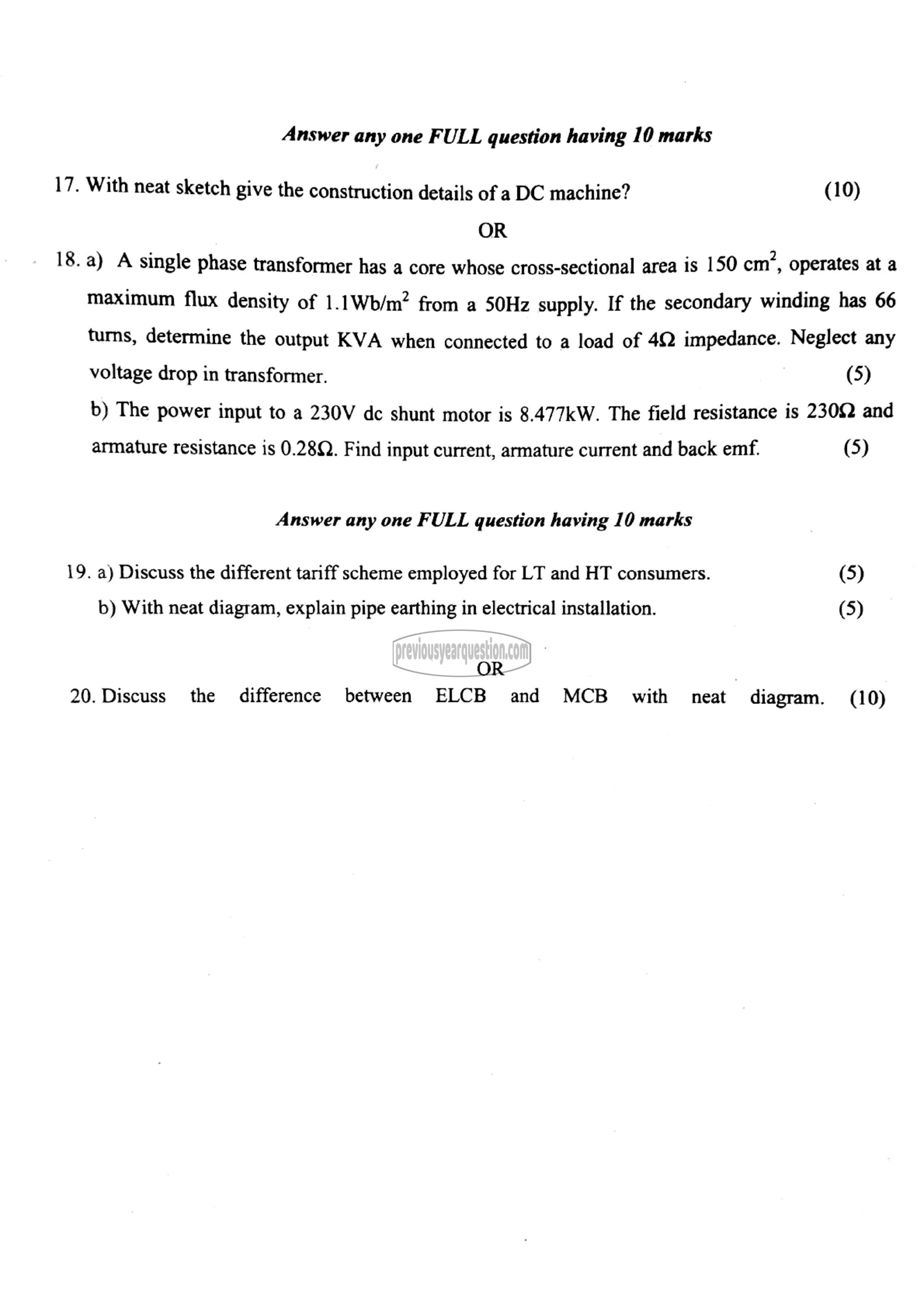 Question Paper - BASICS OF ELECTRICAL ENGINEERING-3