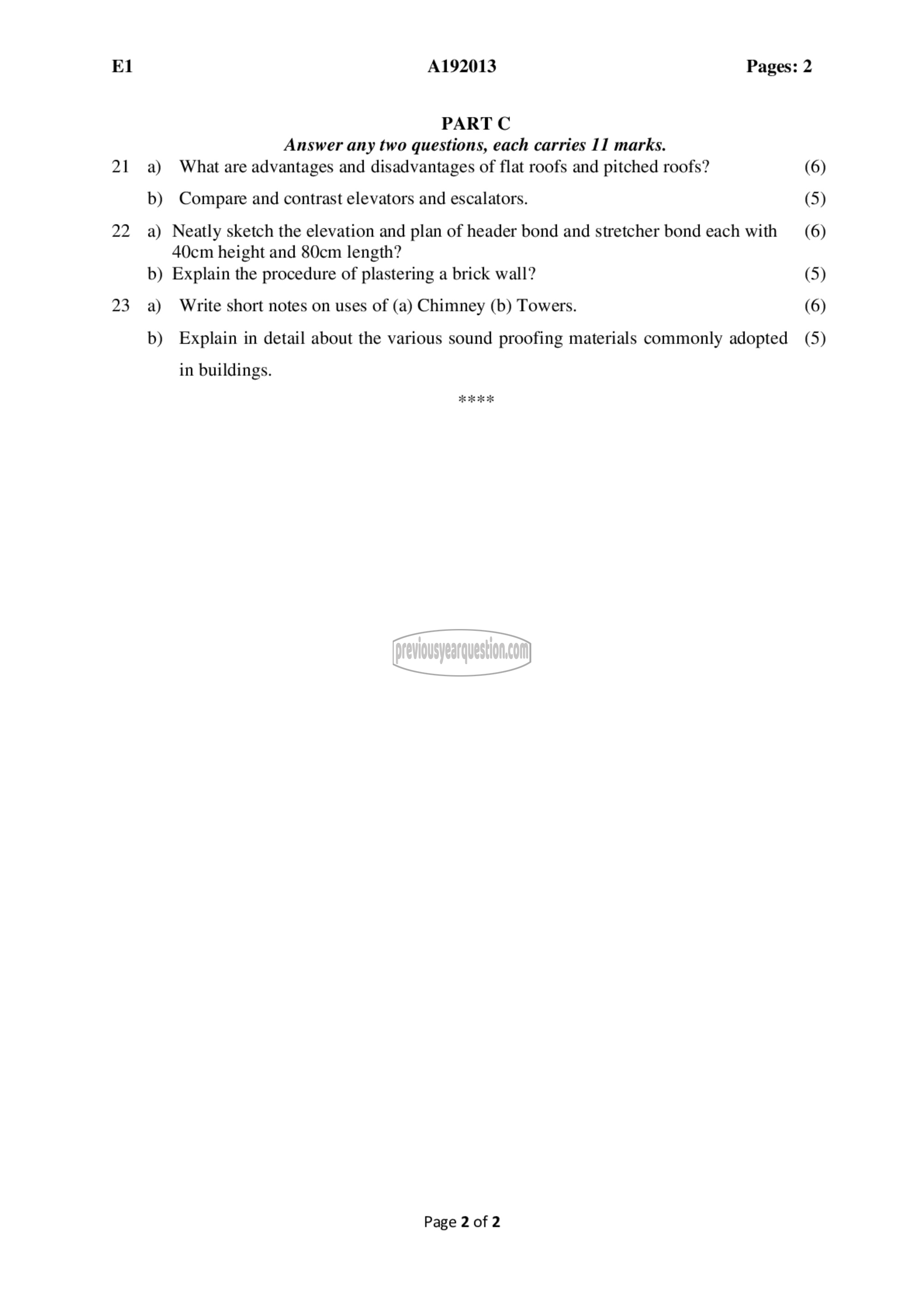 Question Paper - BASICS OF CIVIL ENGINEERING-2