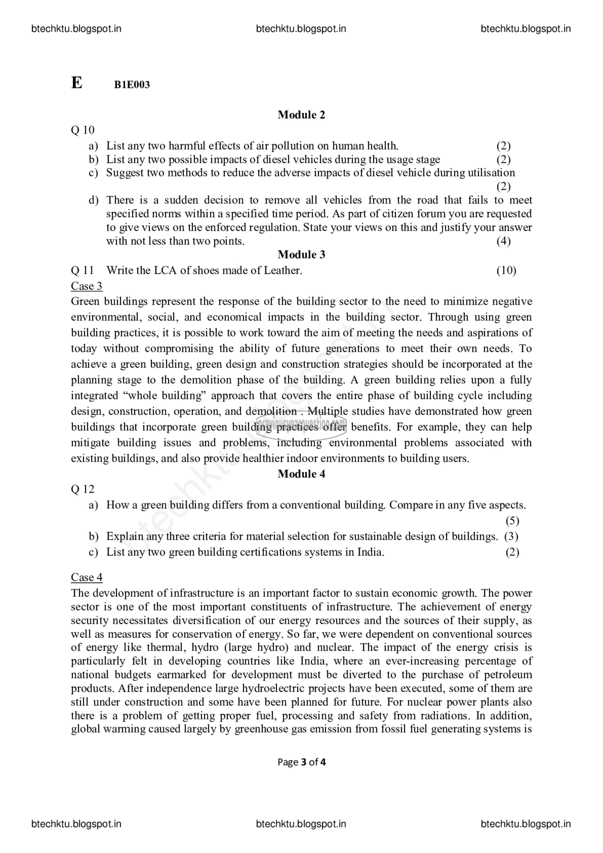 Question Paper - INTRODUCTION TO SUSTAINABLE ENGINEERING-3