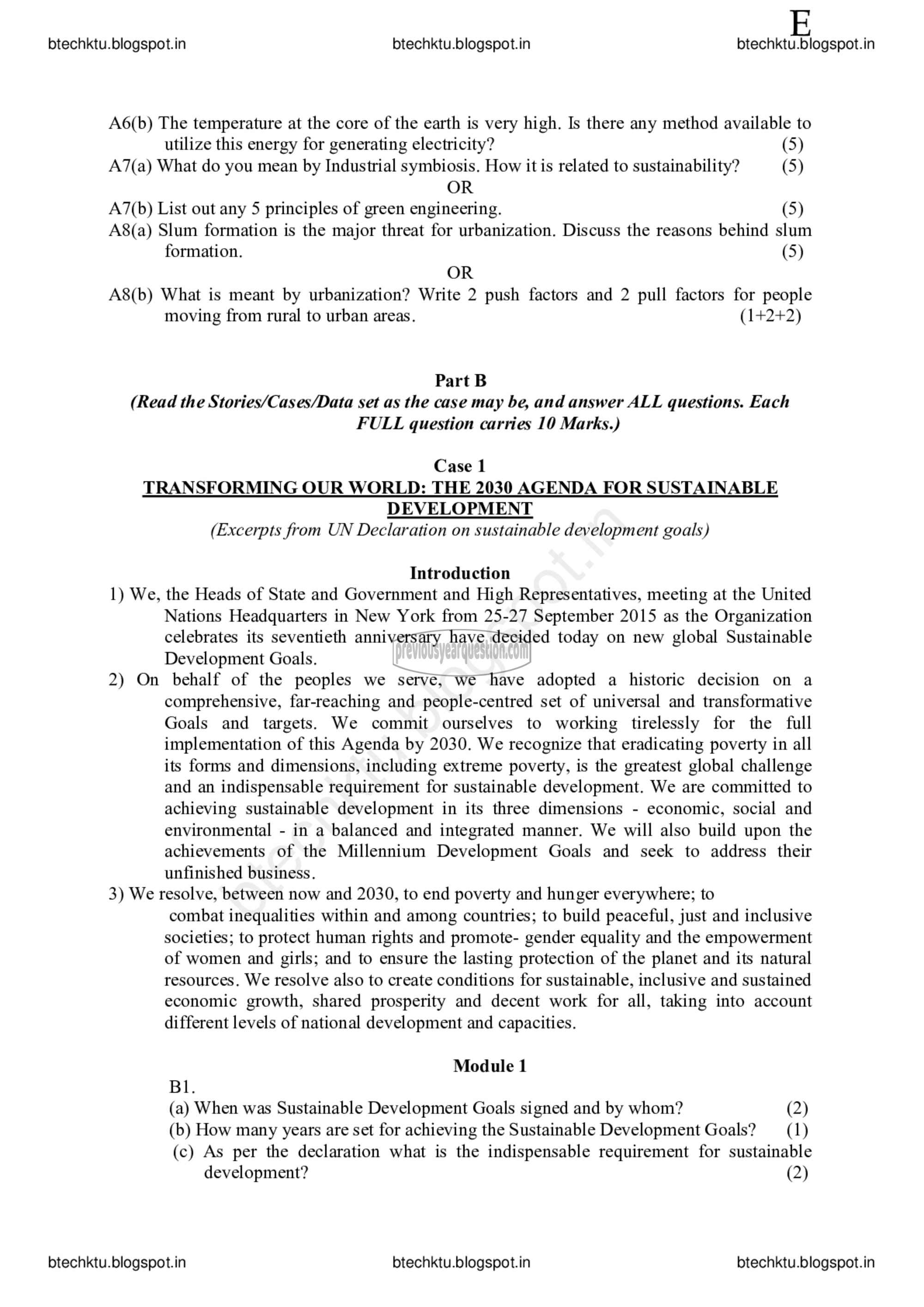 Question Paper - INTRODUCTION TO SUSTAINABLE ENGINEERING-2