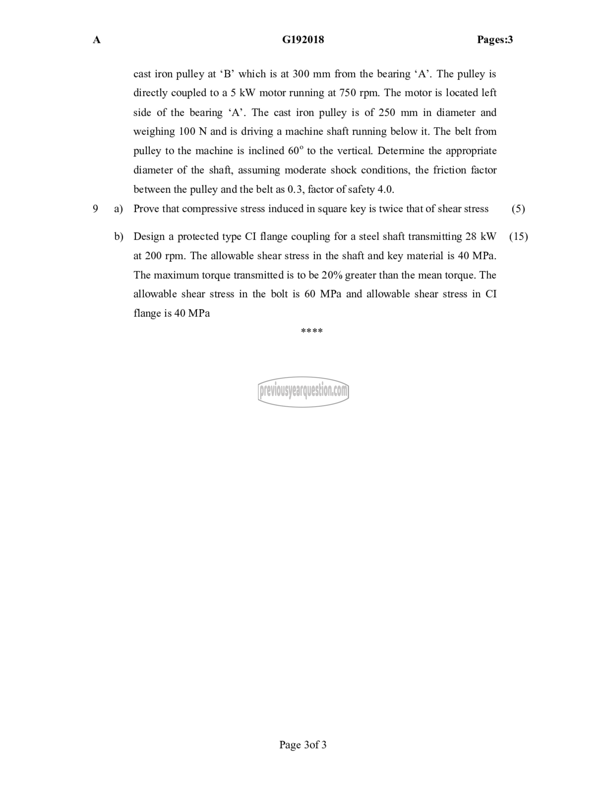 Question Paper - Design of Machine Elements I-3