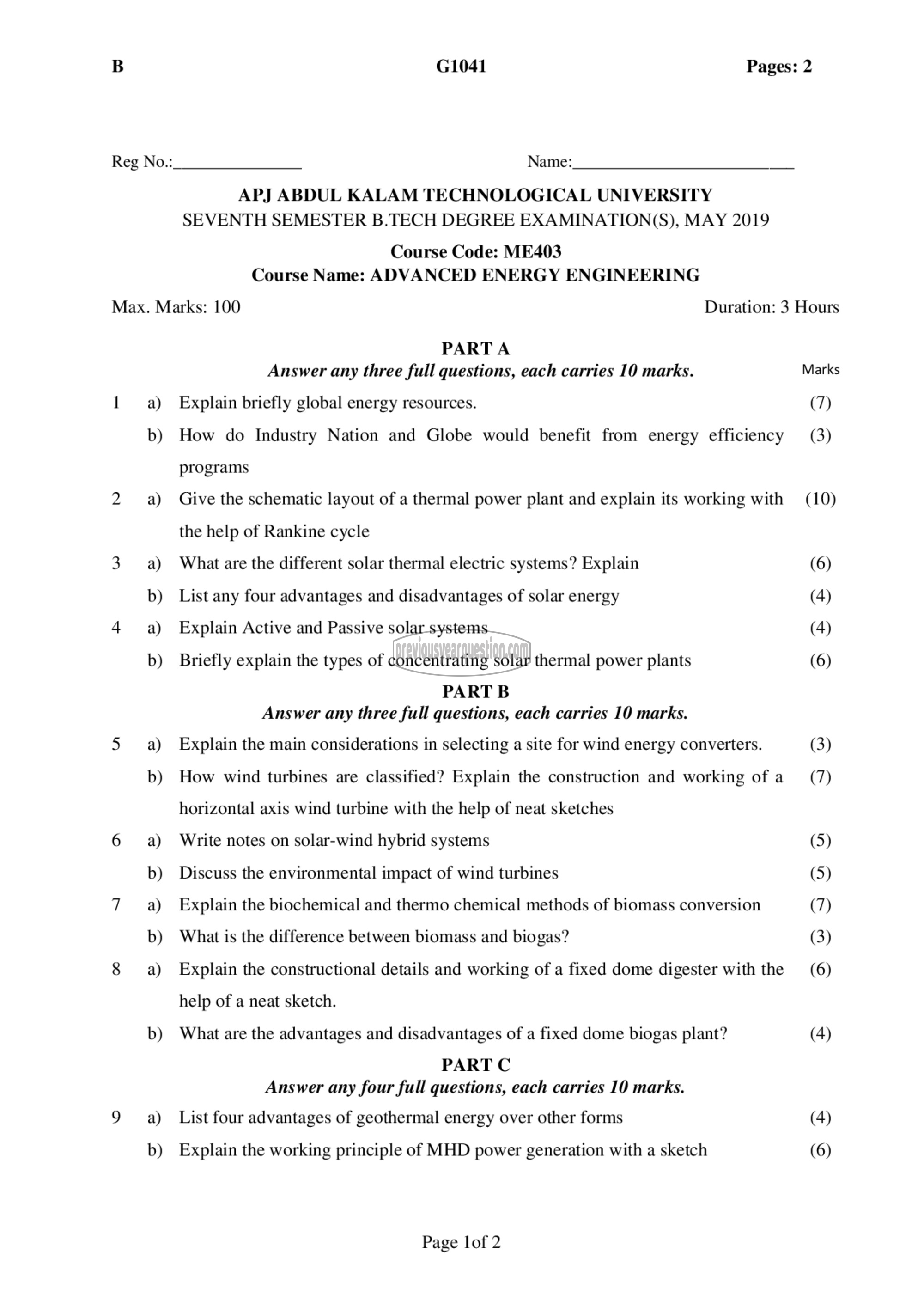 Question Paper - Advanced Energy Engineering-1