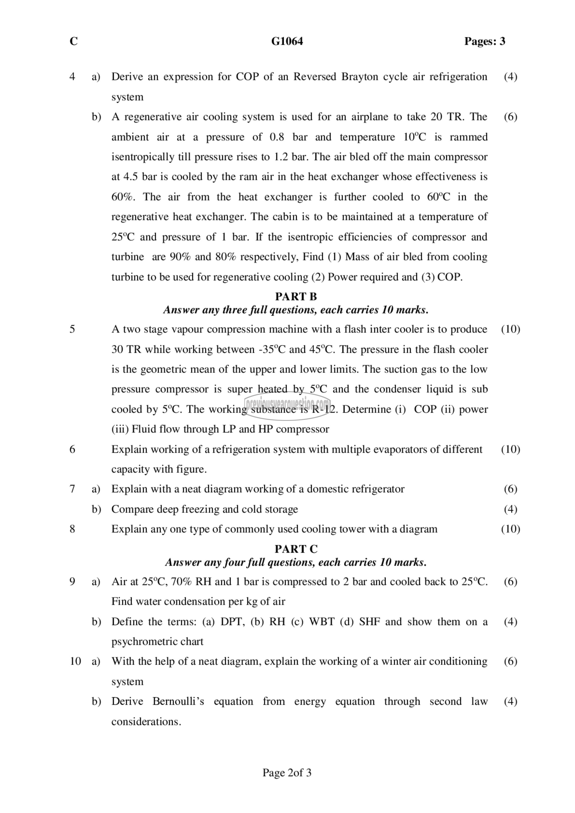 Question Paper - Refrigeration and Air Conditioning-2