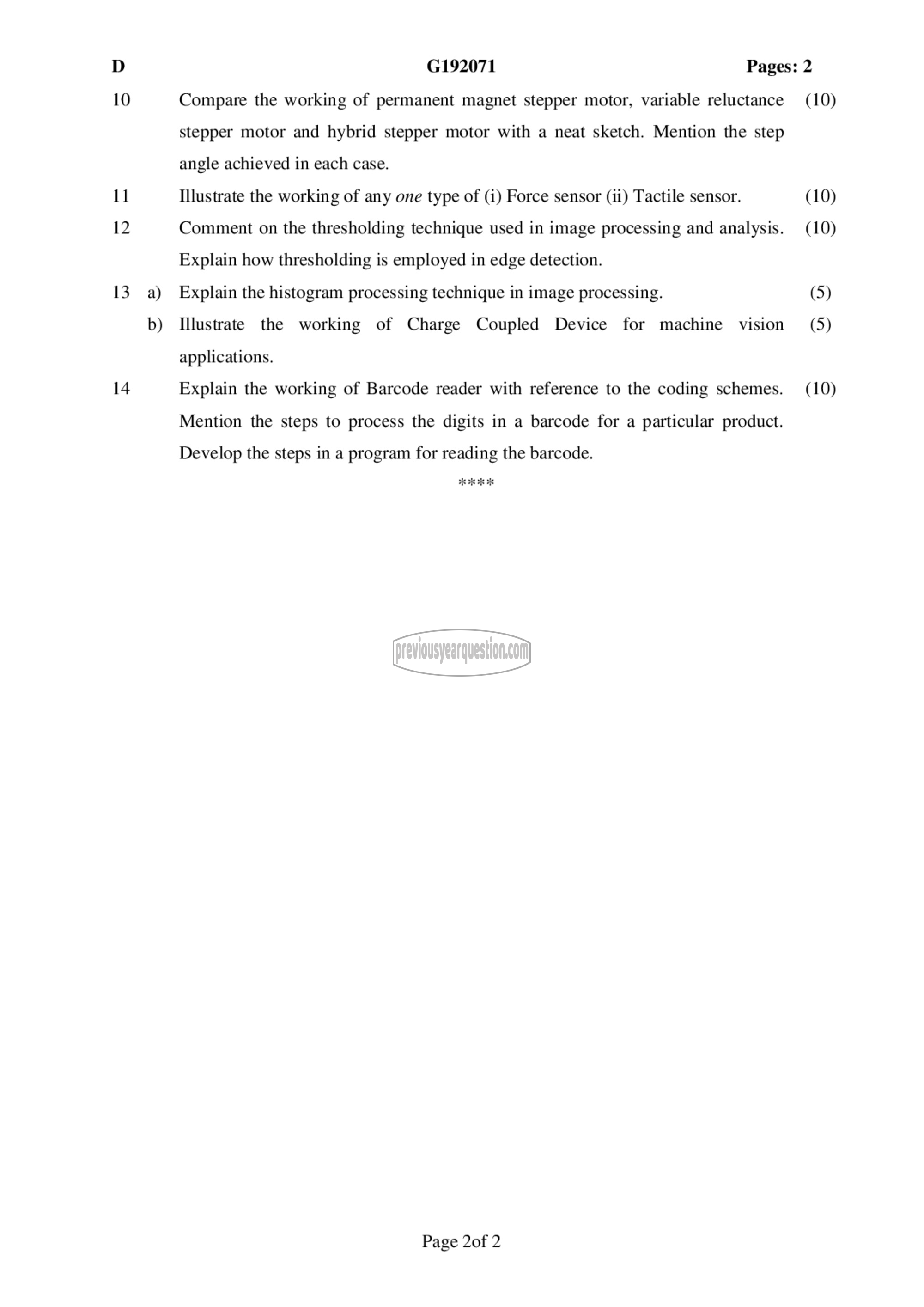 Question Paper - Mechatronics-2