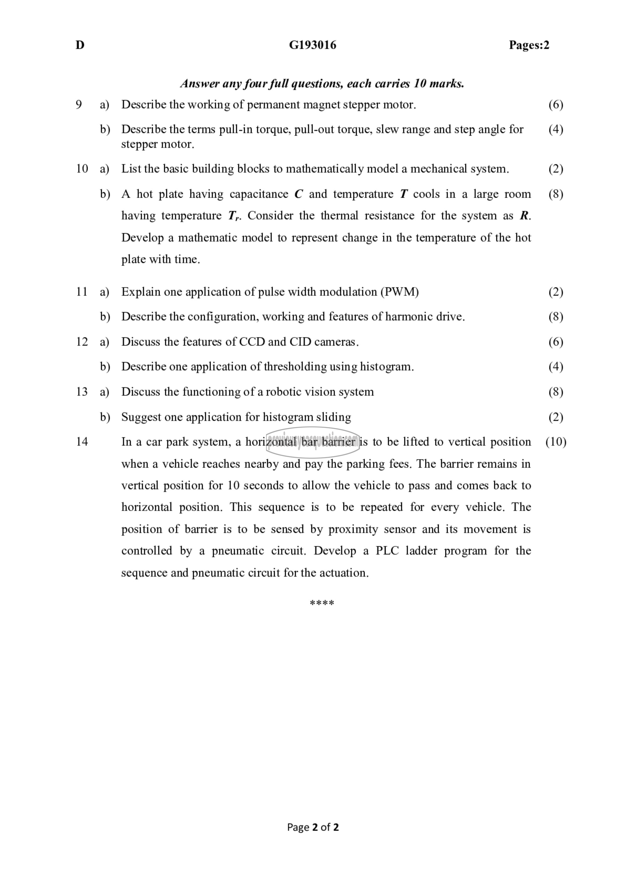 Question Paper - Mechatronics-2