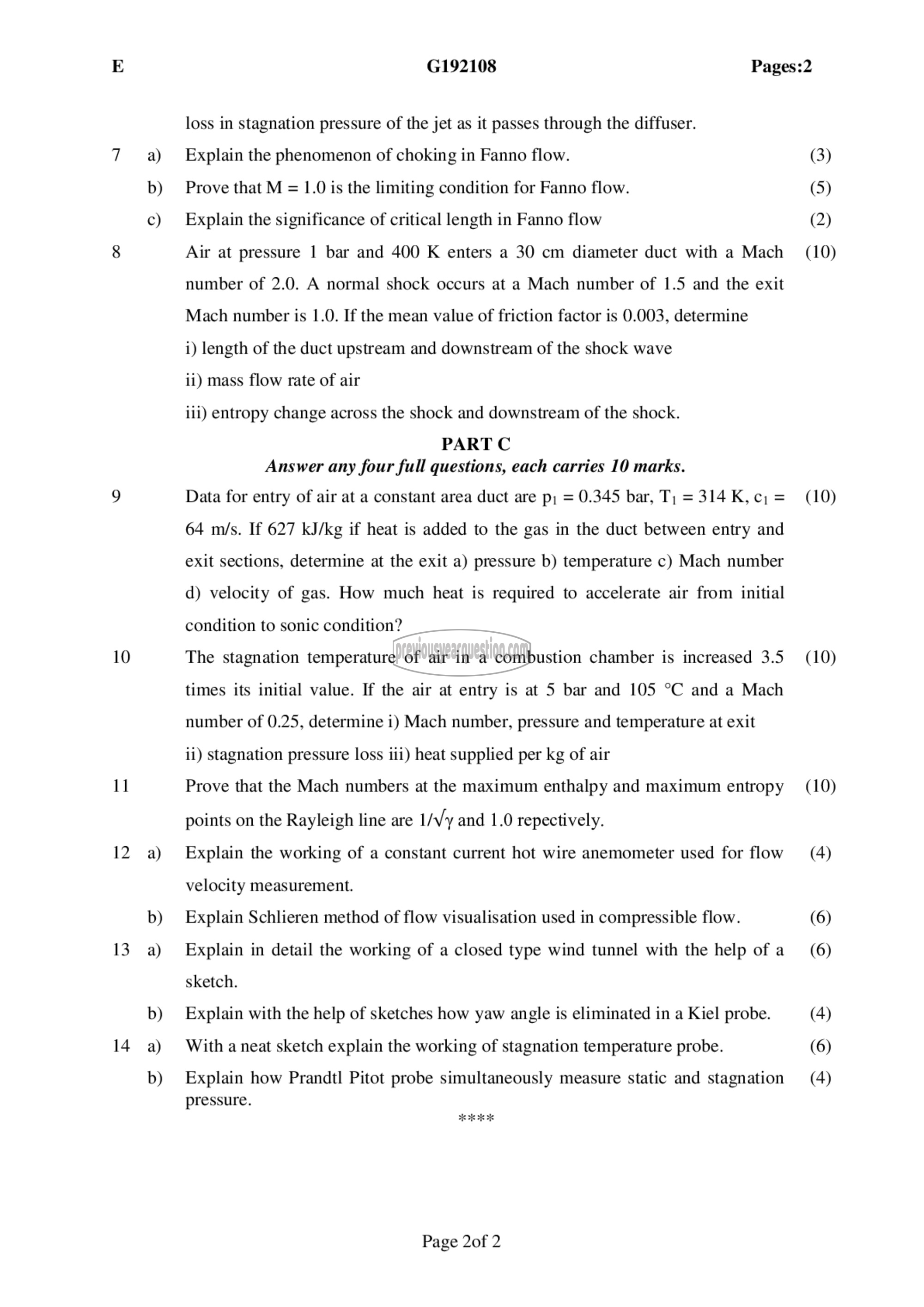 Question Paper - Compressible Fluid Flow-2