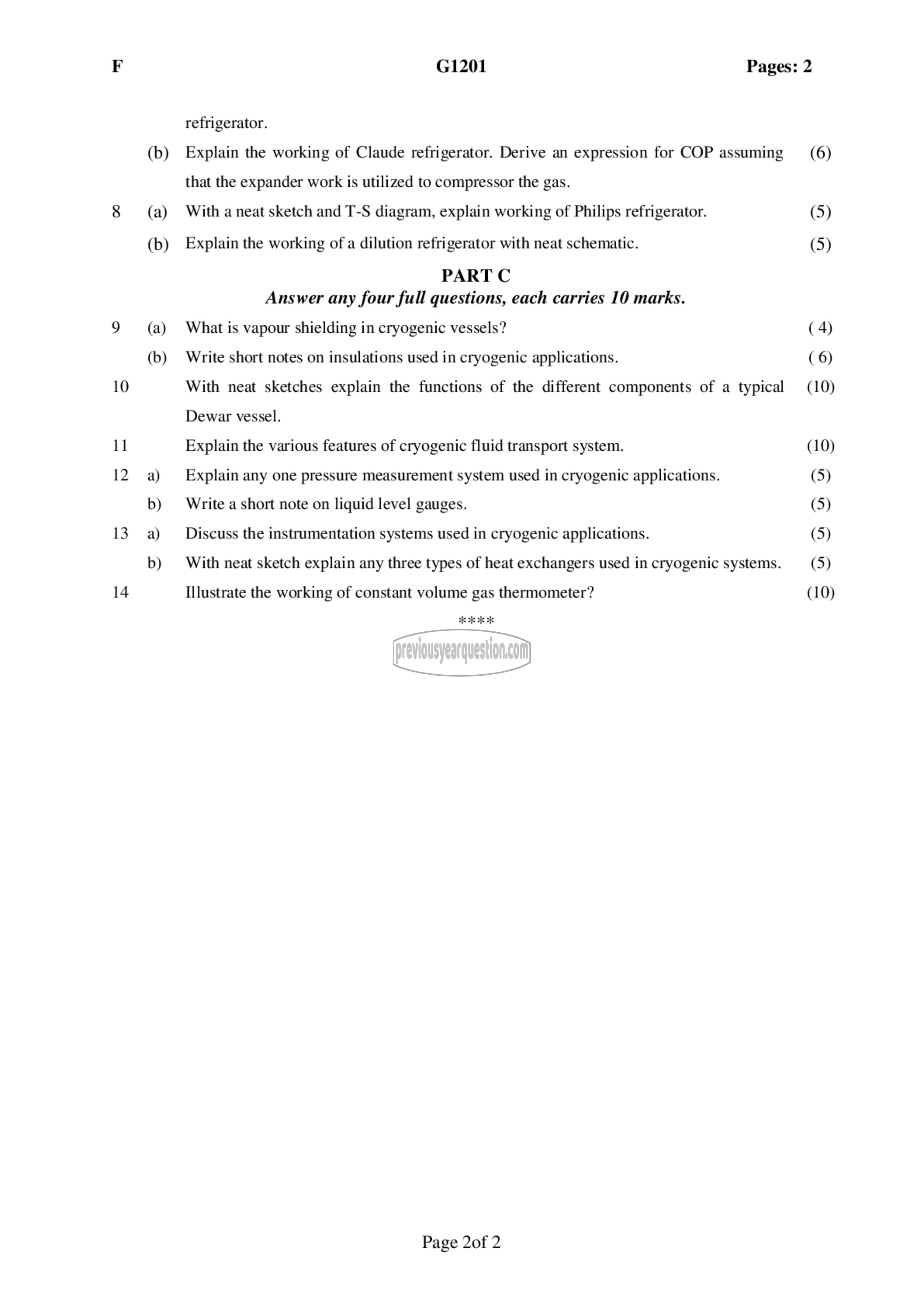 Question Paper - Cryogenic Engineering-2