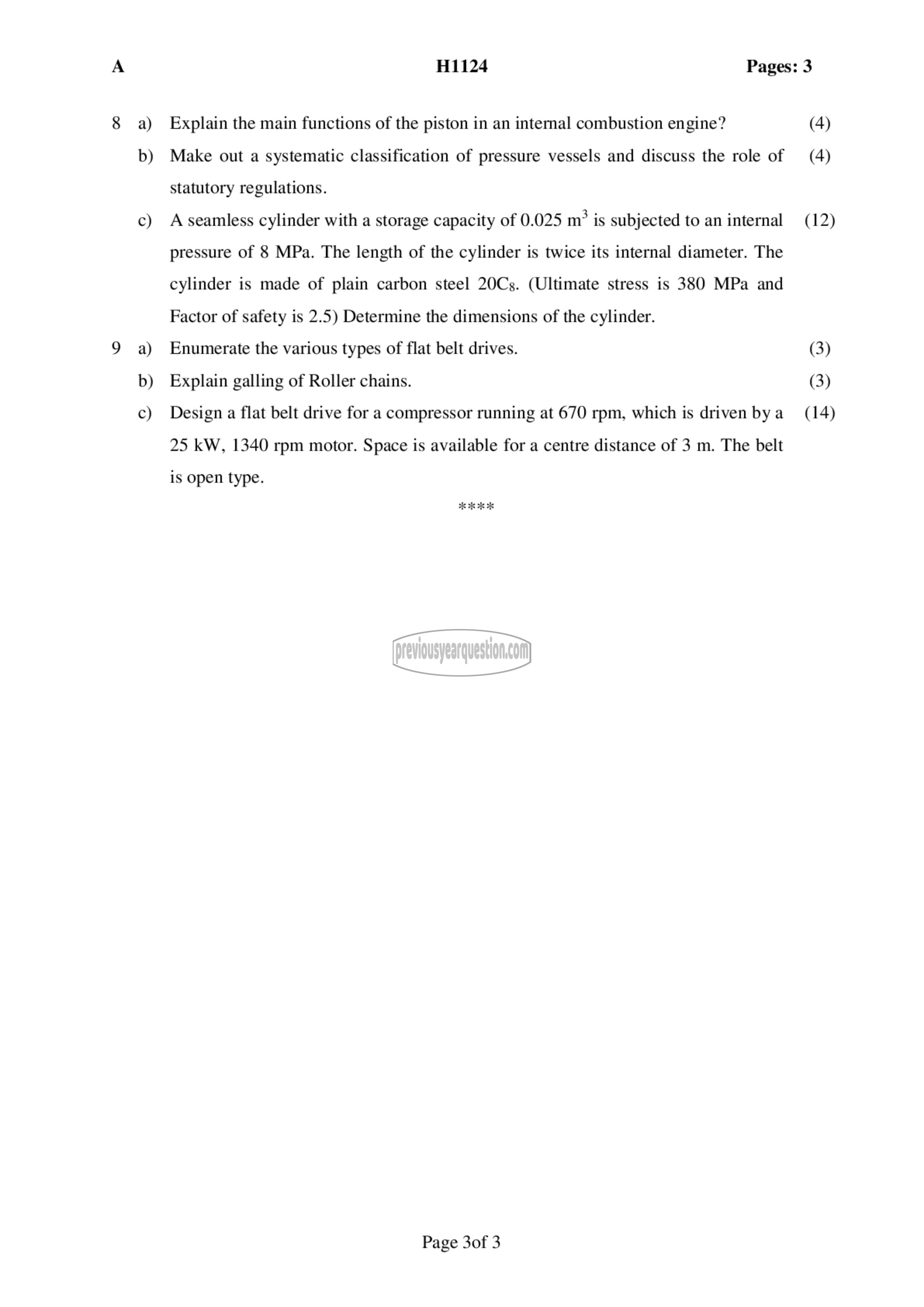 Question Paper - Design of Machine Elements II-3