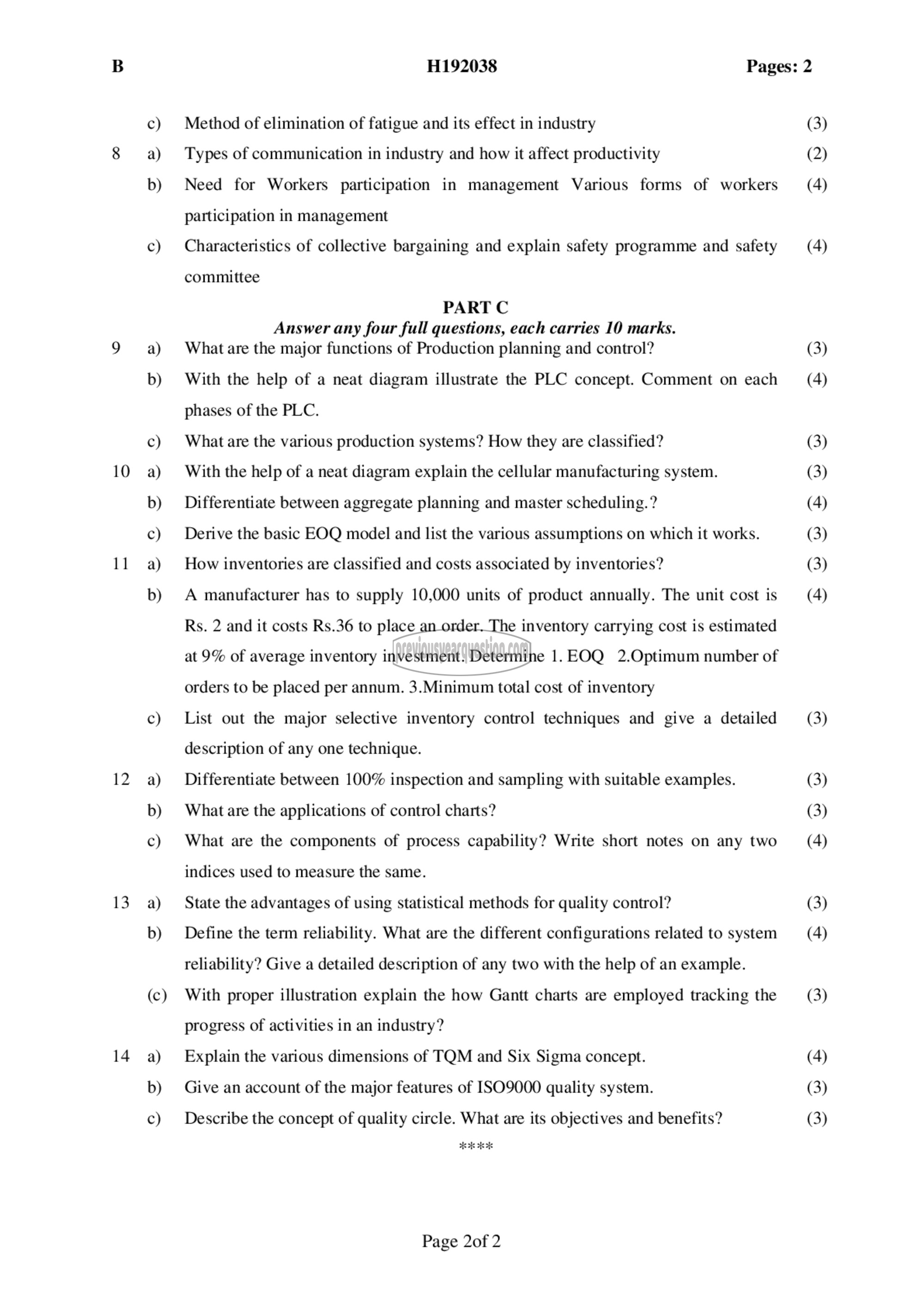 Question Paper - Industrial Engineering-2