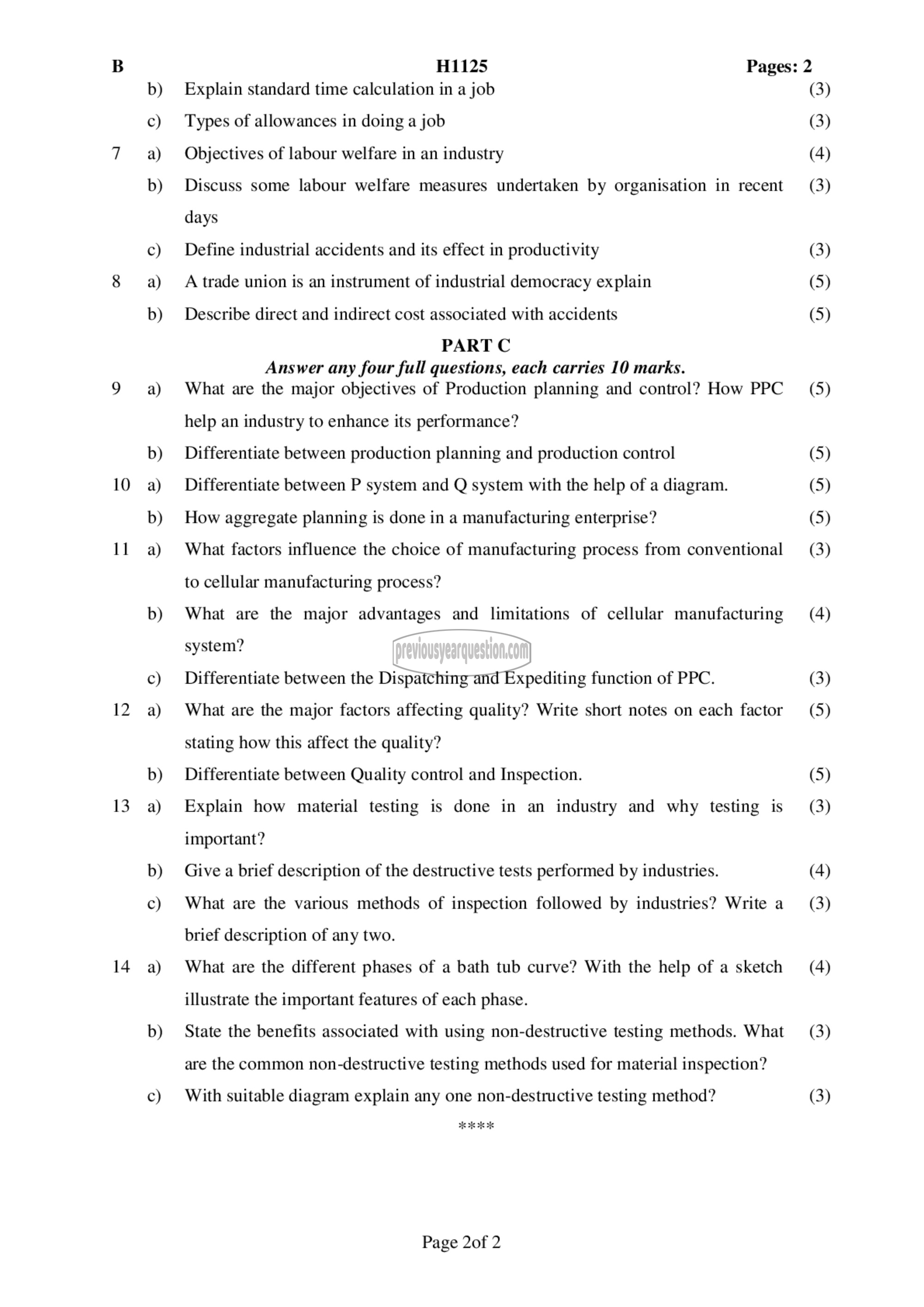 Question Paper - Industrial Engineering-2