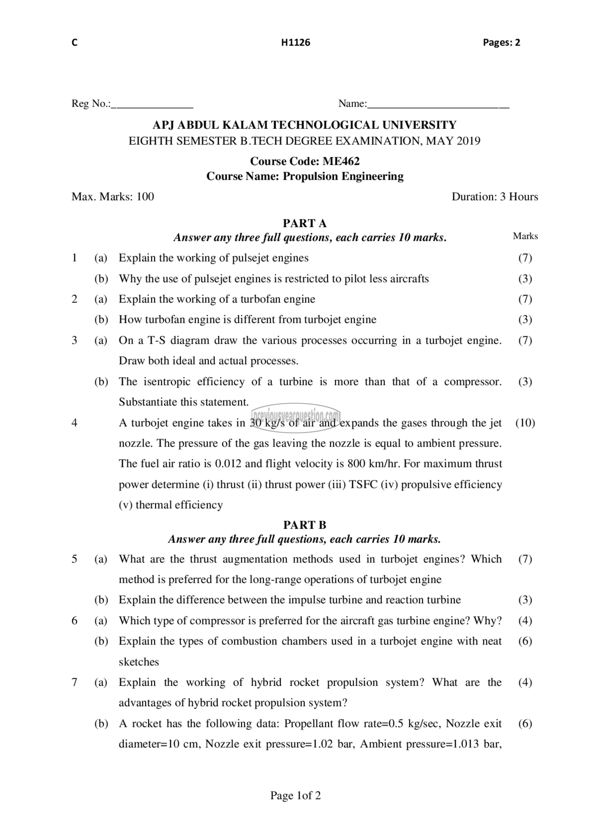 Question Paper - Propulsion Engineering-1